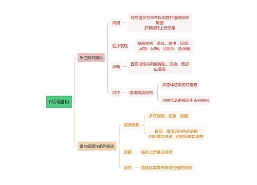 内科学知识前列腺炎思维导图