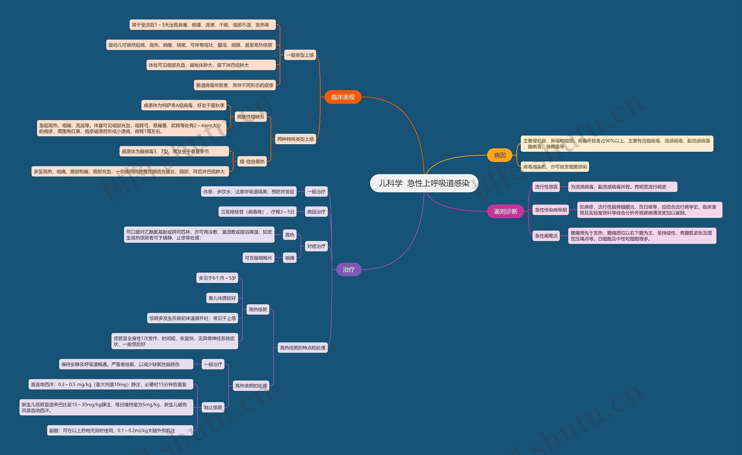儿科学  急性上呼吸道感染思维导图