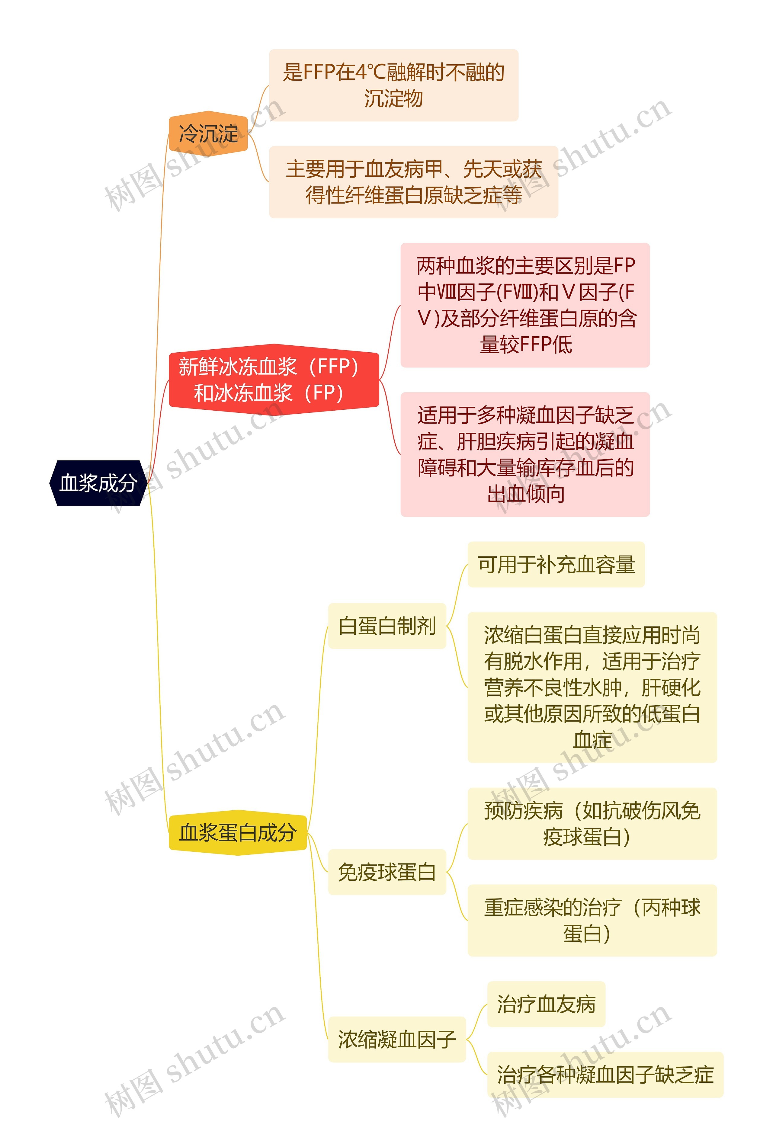 医学知识血浆成分思维导图