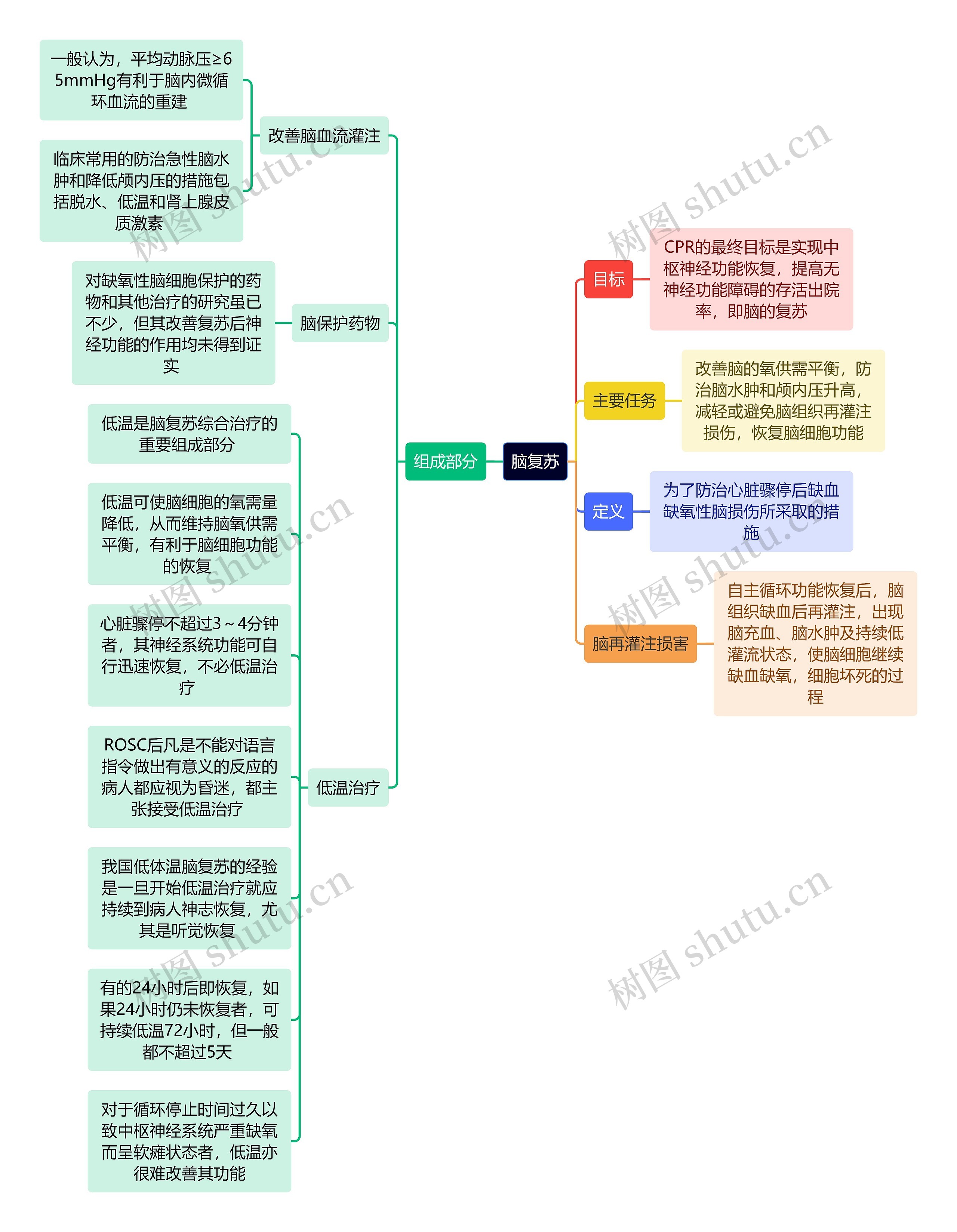 医学知识脑复苏思维导图