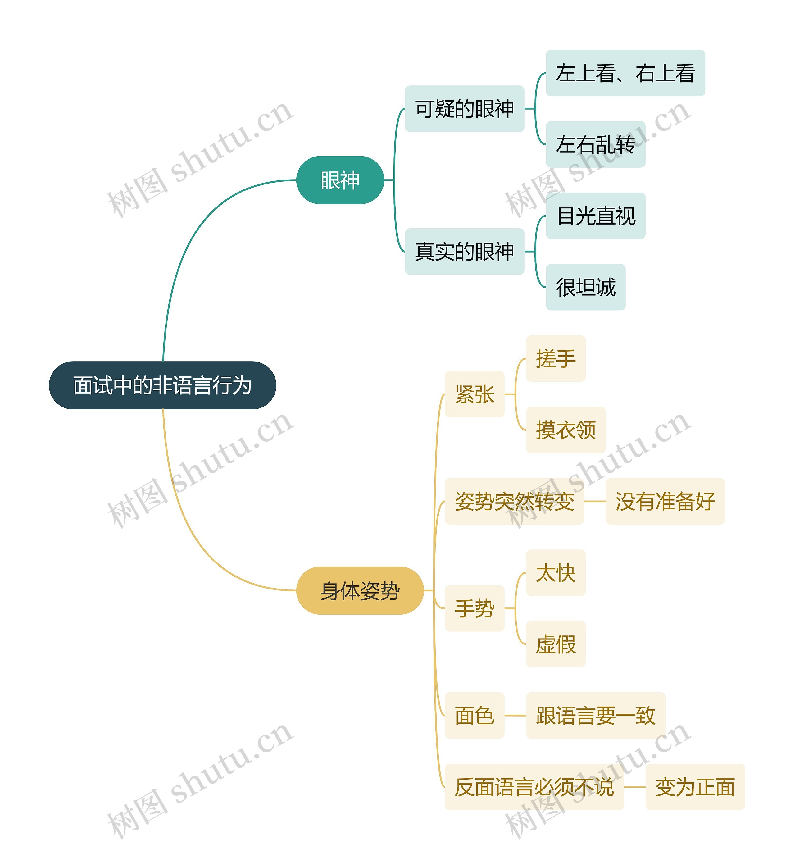 职业技能面试中的非语言行为思维导图