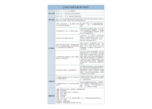 三年级下册语文第3课《荷花》课文解析树形表格