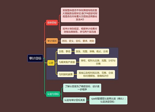 财务会计知识审计目标思维导图