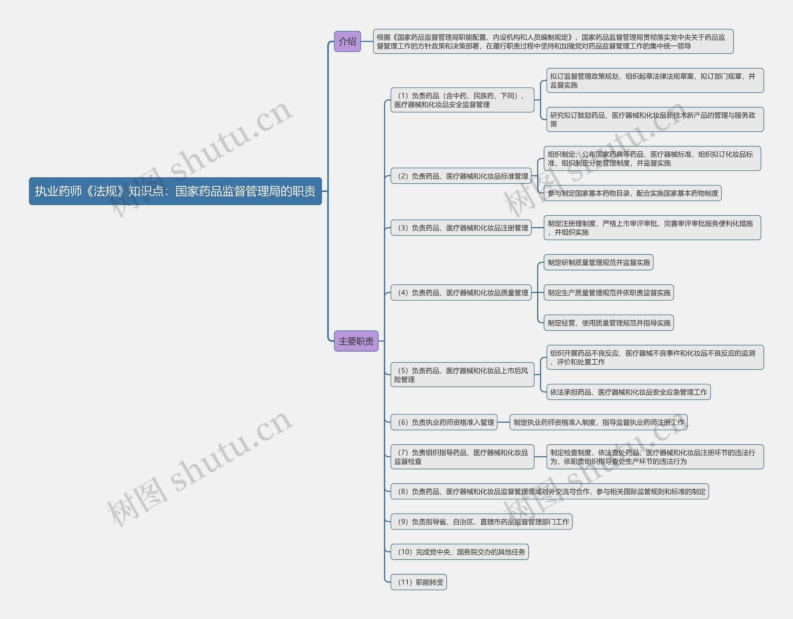 执业药师《法规》知识点：国家药品监督管理局的职责思维导图