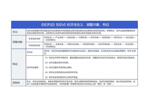 《经济法》知识点 经济法含义、调整对象、特征