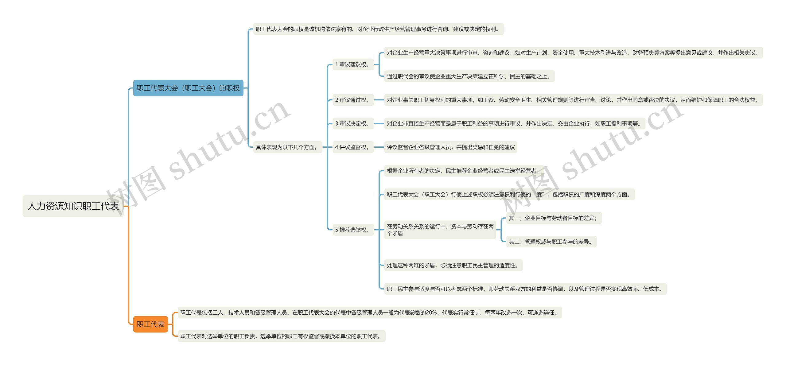 人力资源知识职工代表思维导图