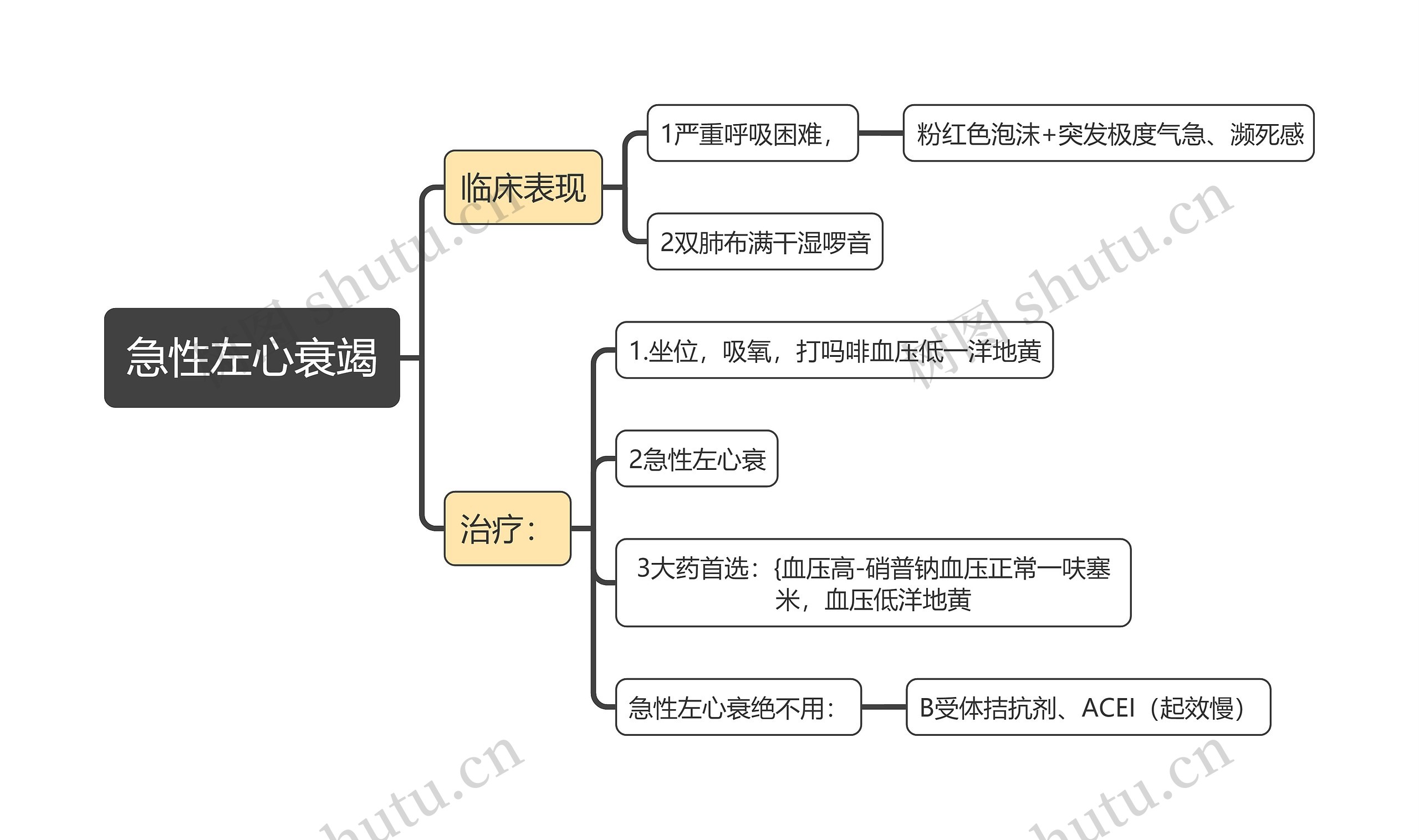 内科知识急性左心衰竭思维导图