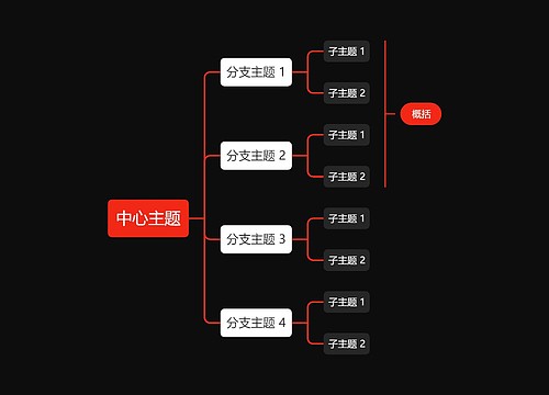 暗夜红白色向右逻辑图主题模板