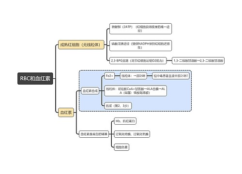医学知识RBC和血红素思维导图