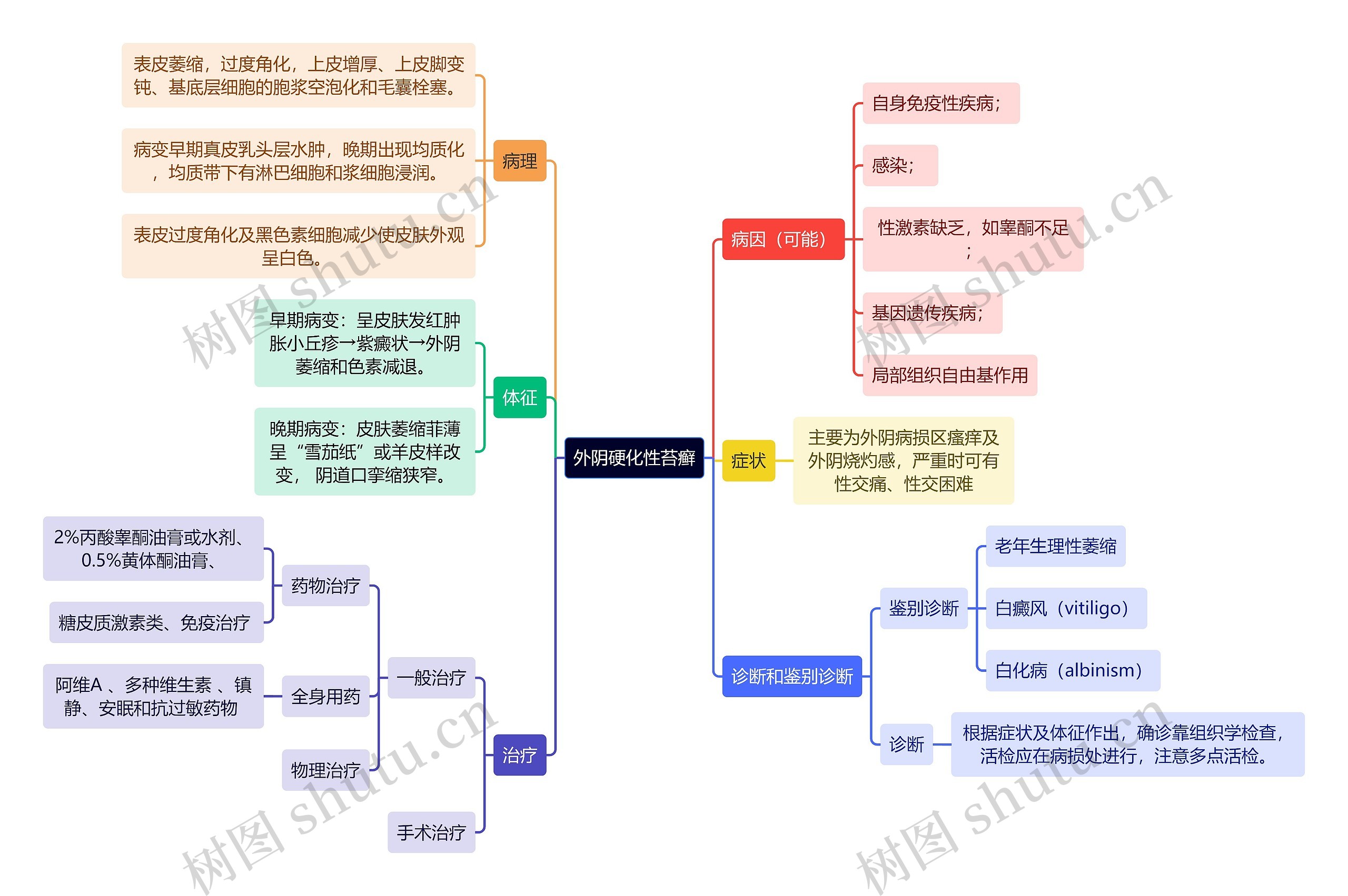 医学知识外阴硬化性苔癣思维导图