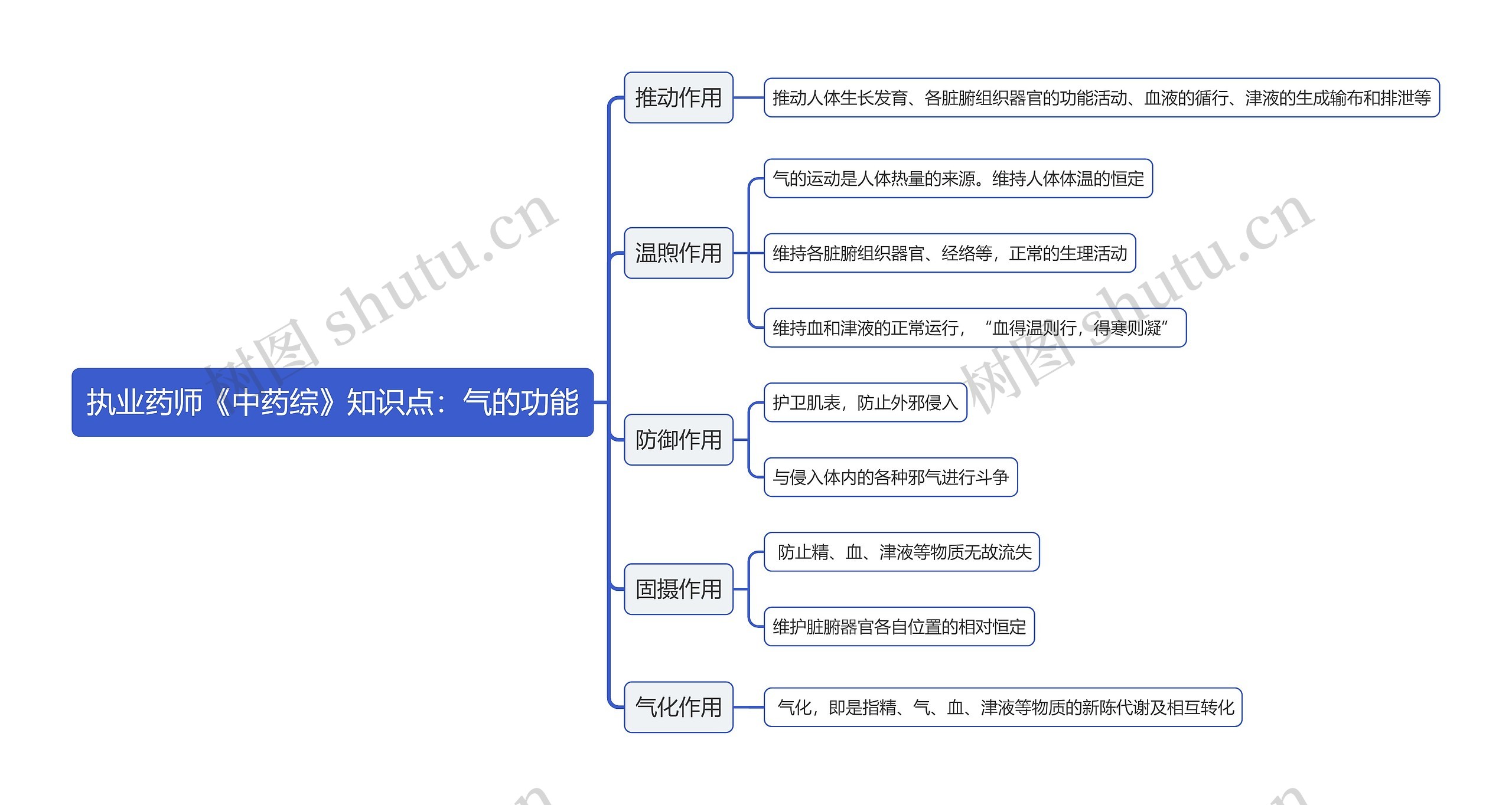 执业药师《中药综》知识点：气的功能思维导图