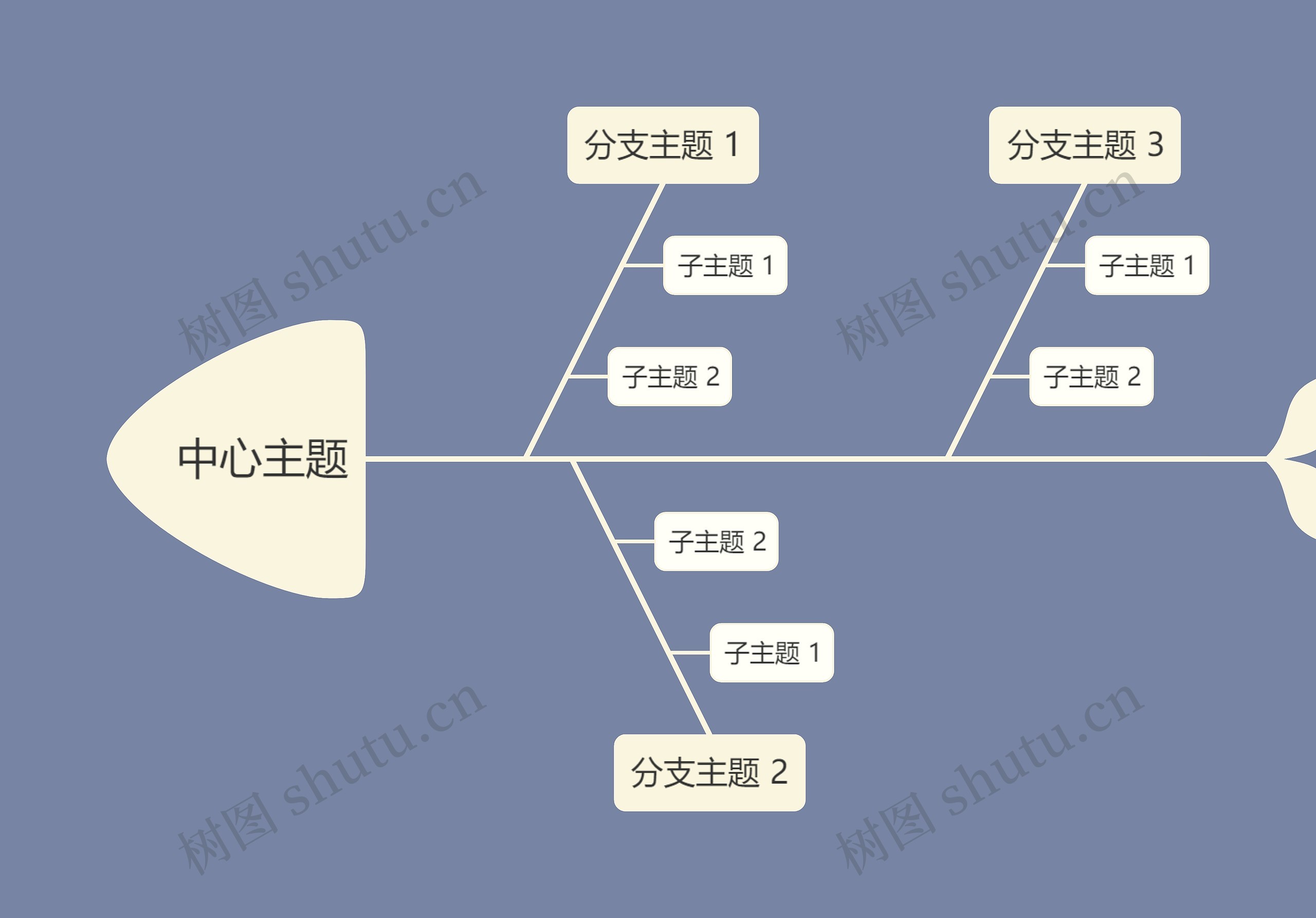 优雅烟灰色鱼骨图模板