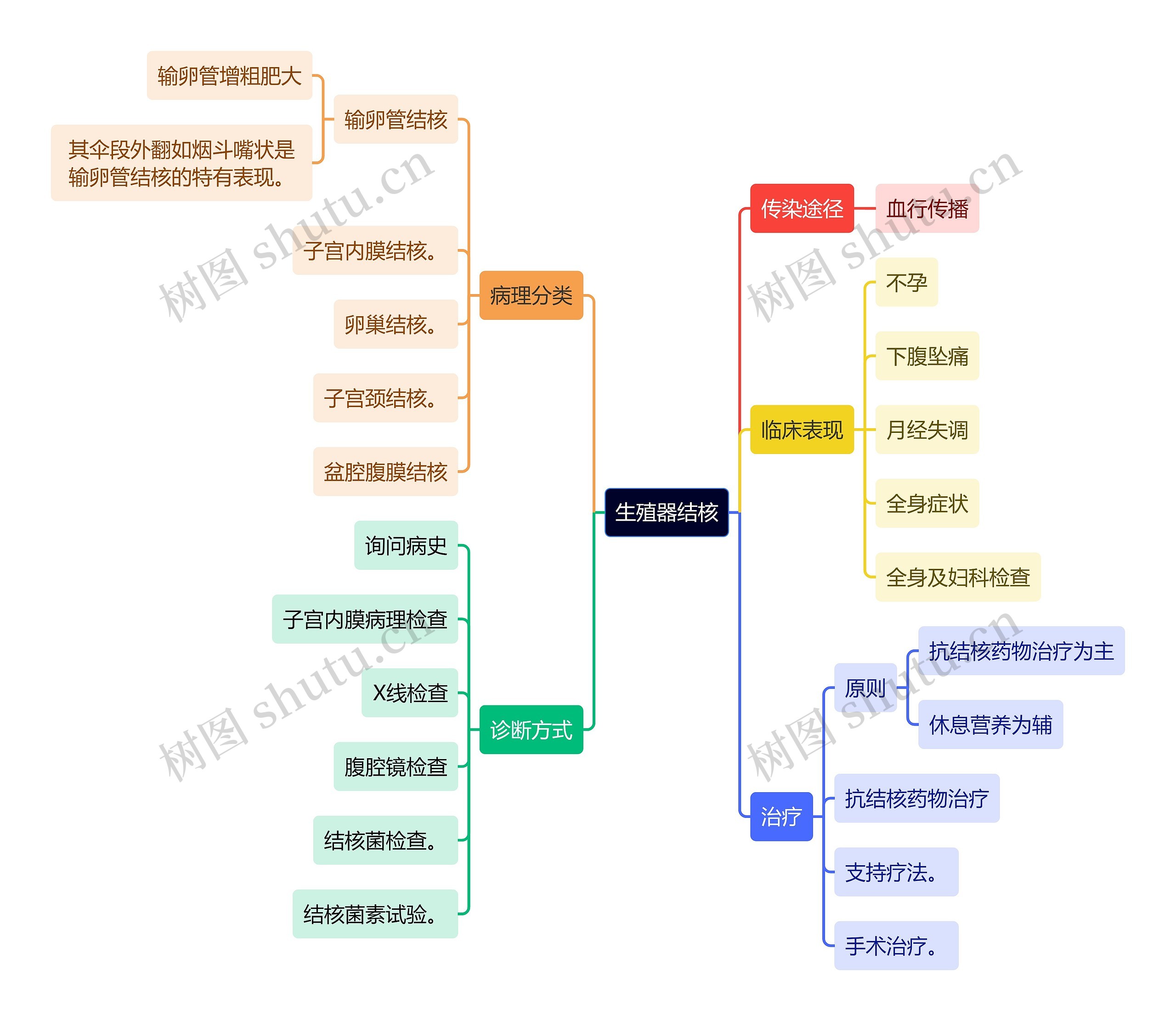 医学知识生殖器结核思维导图