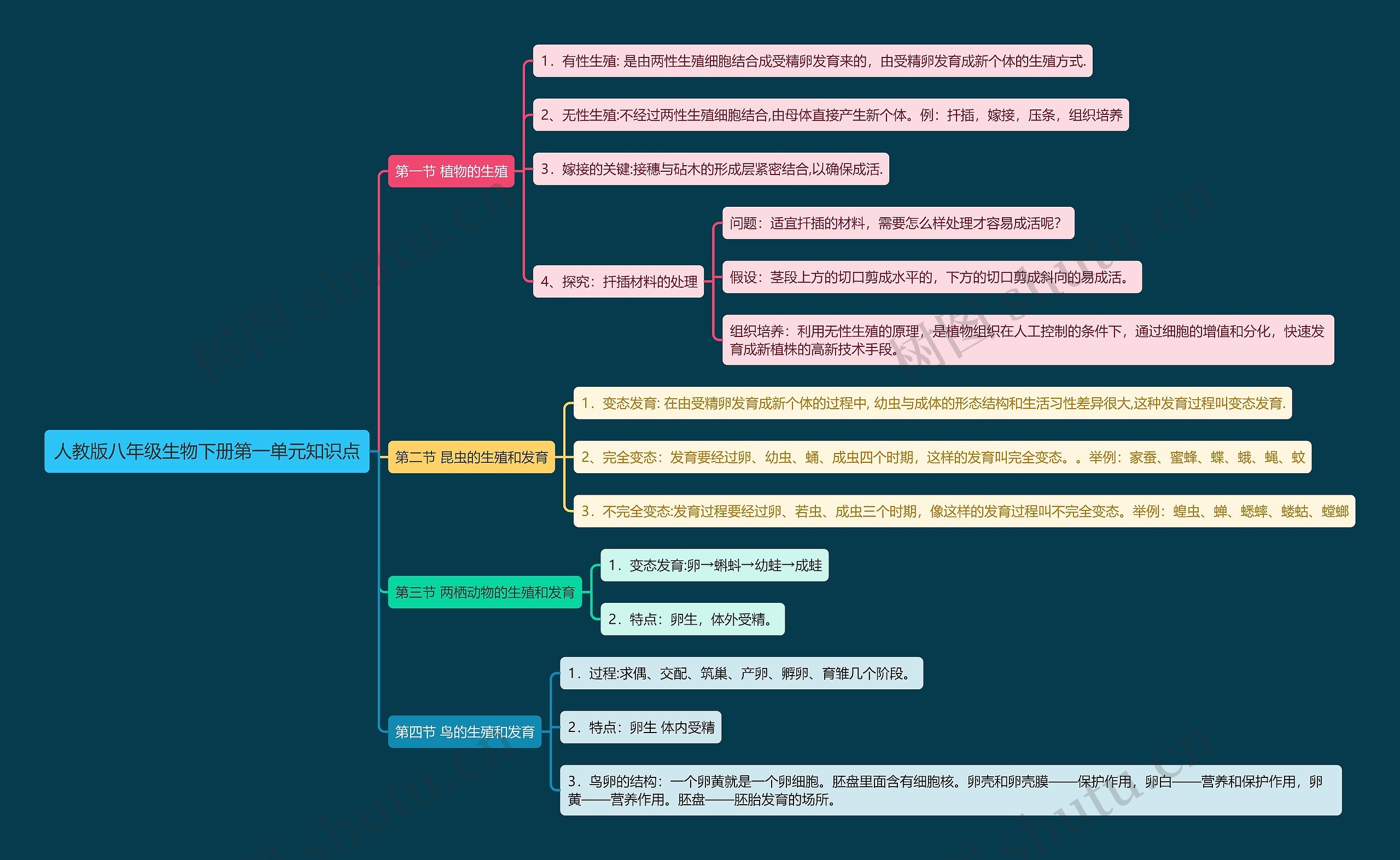 人教版八年级生物下册第一单元知识点思维导图