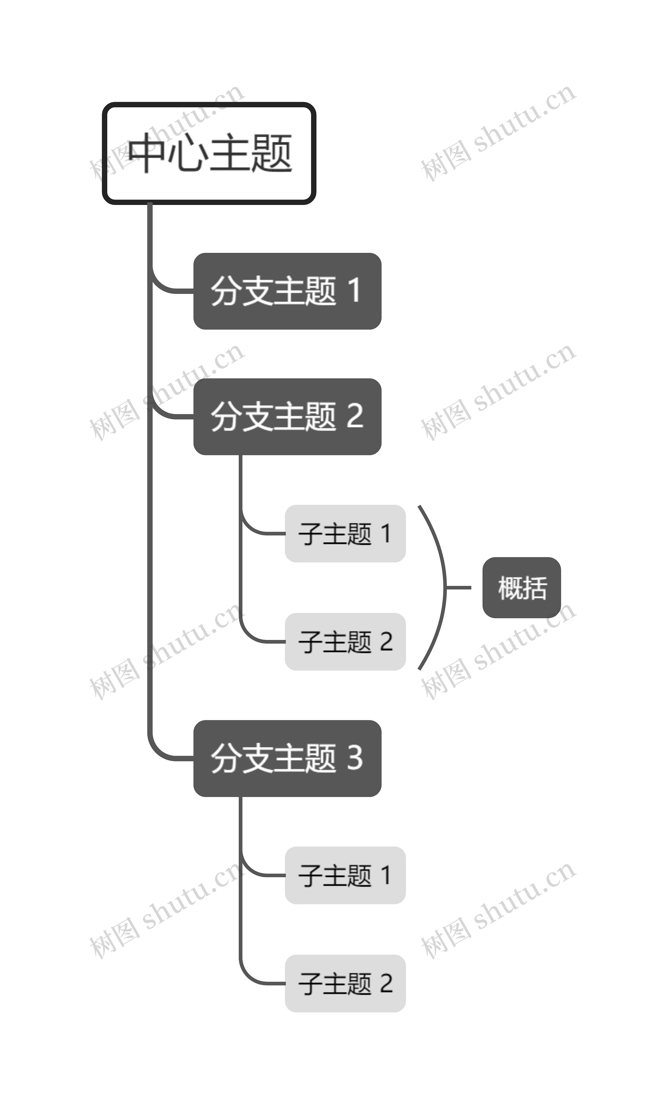 简约黑白单向树形图主题模板