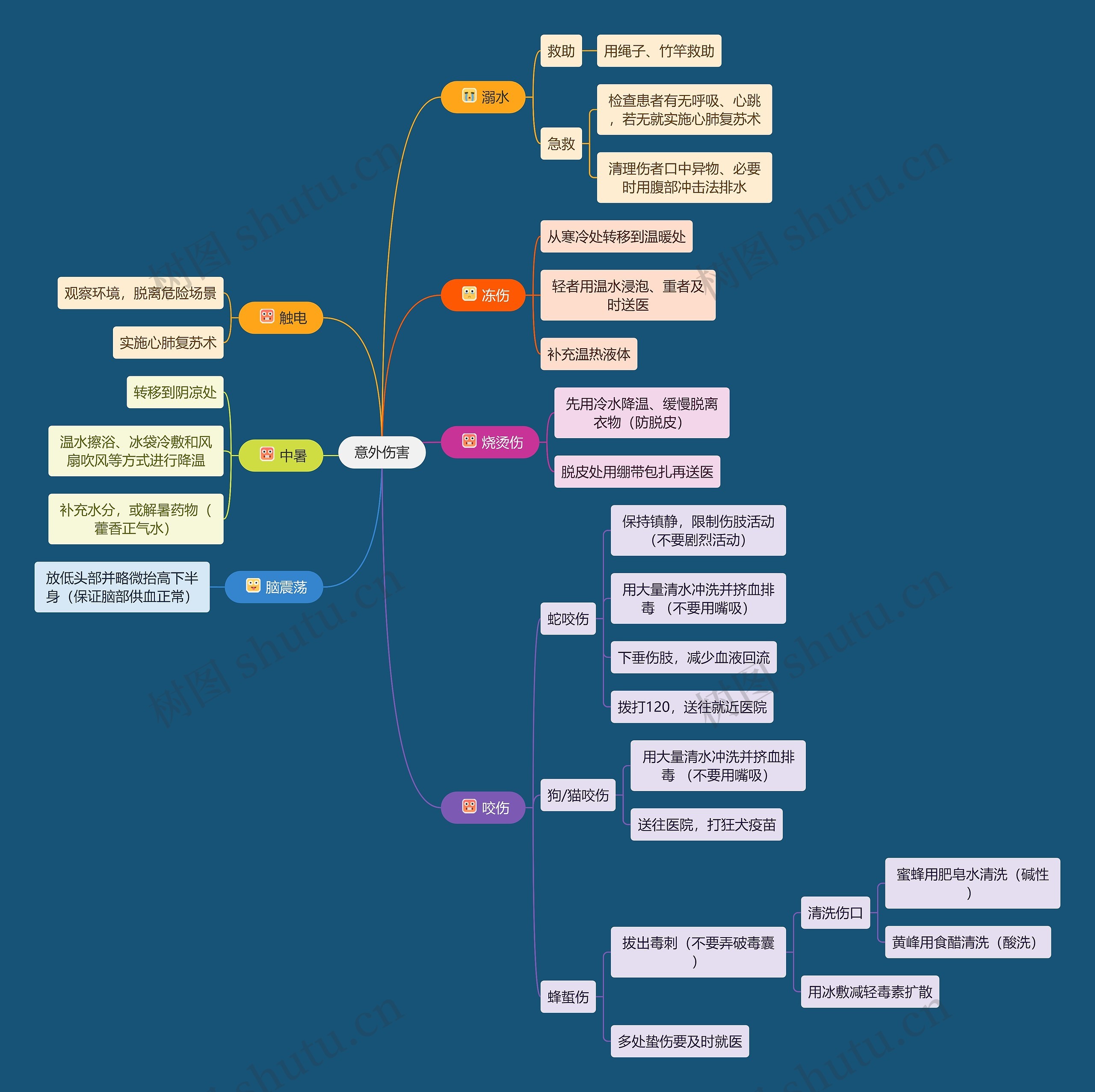 医学知识意外伤害急救思维导图