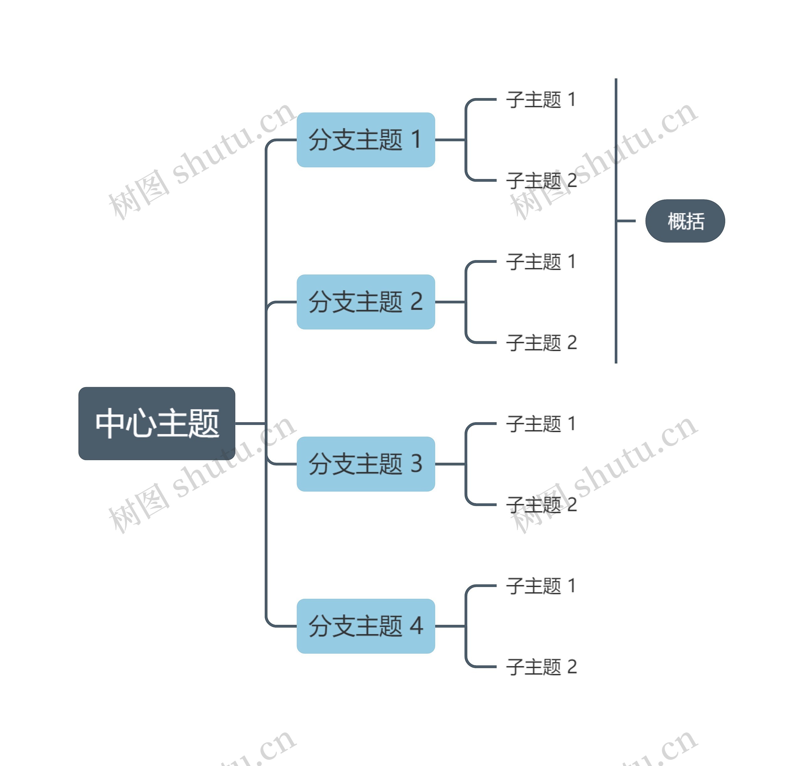 莫兰迪低调蓝色向右逻辑图主题模板