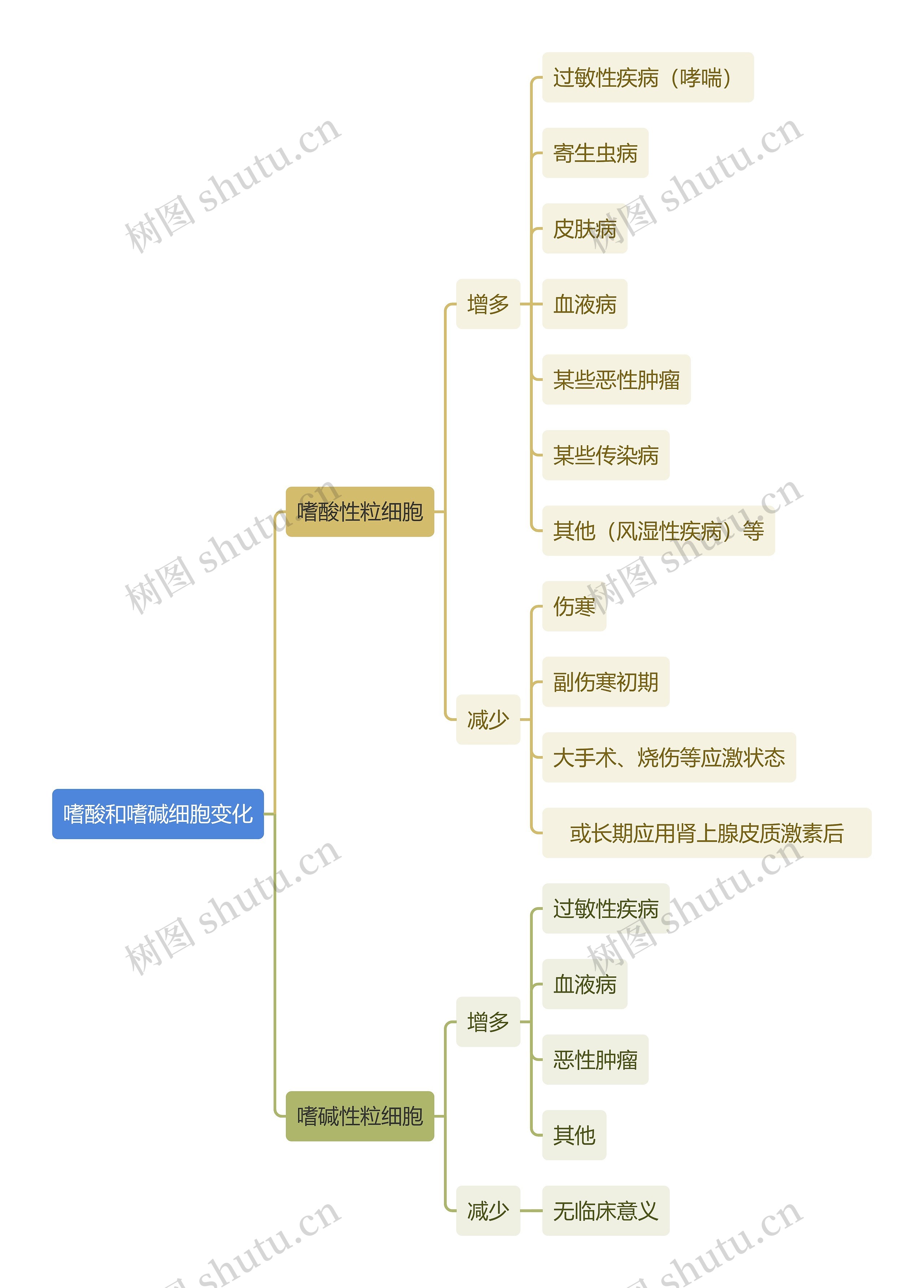 医学知识嗜酸和嗜碱细胞变化思维导图