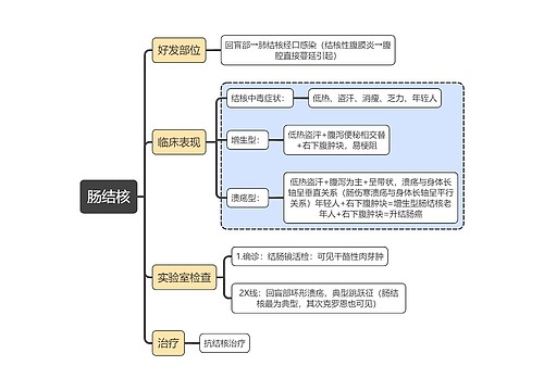 医学知识肠结核思维导图