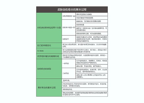 病理学  皮肤创伤愈合的基本过程思维导图