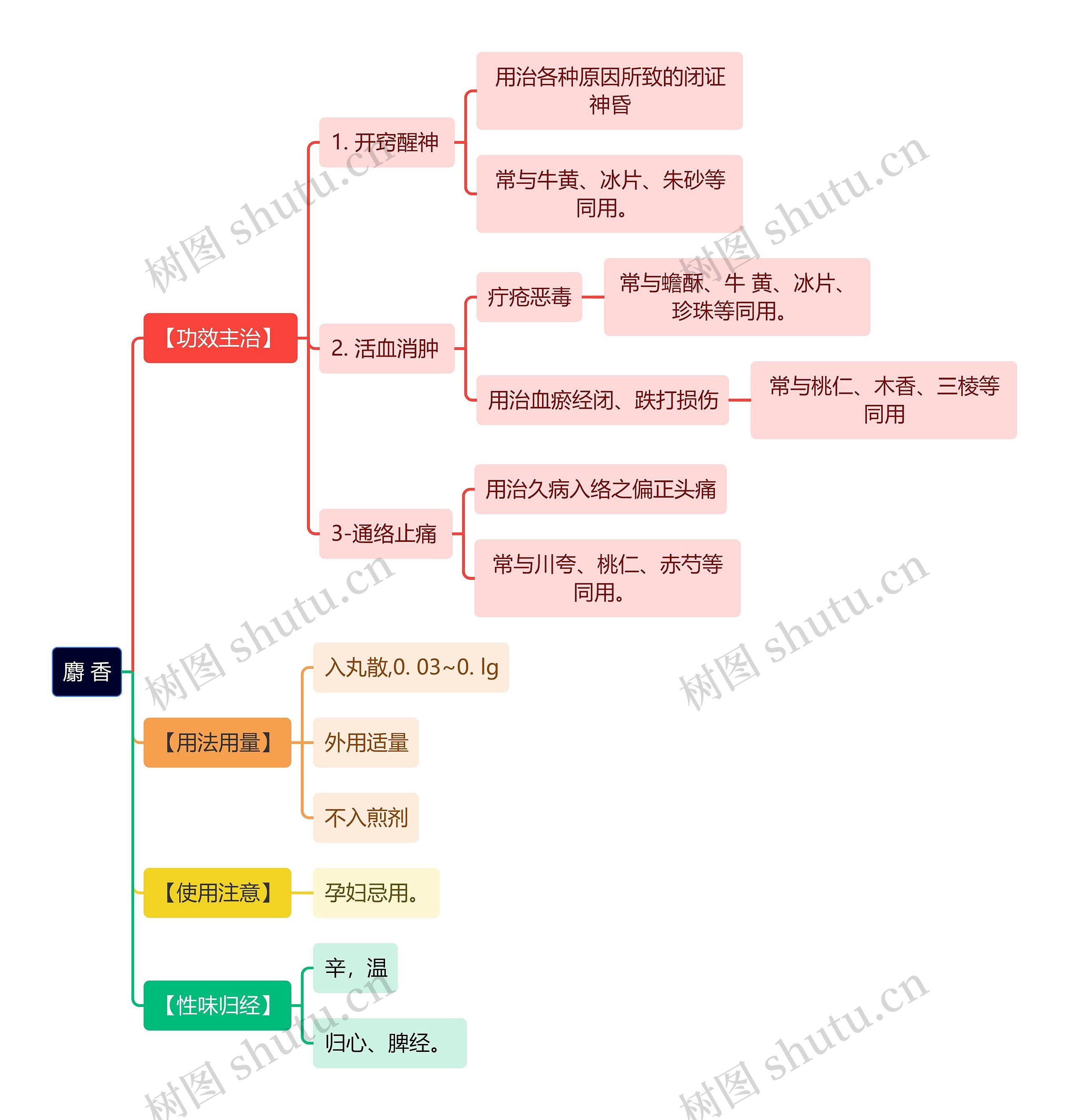 中医知识麝香思维导图