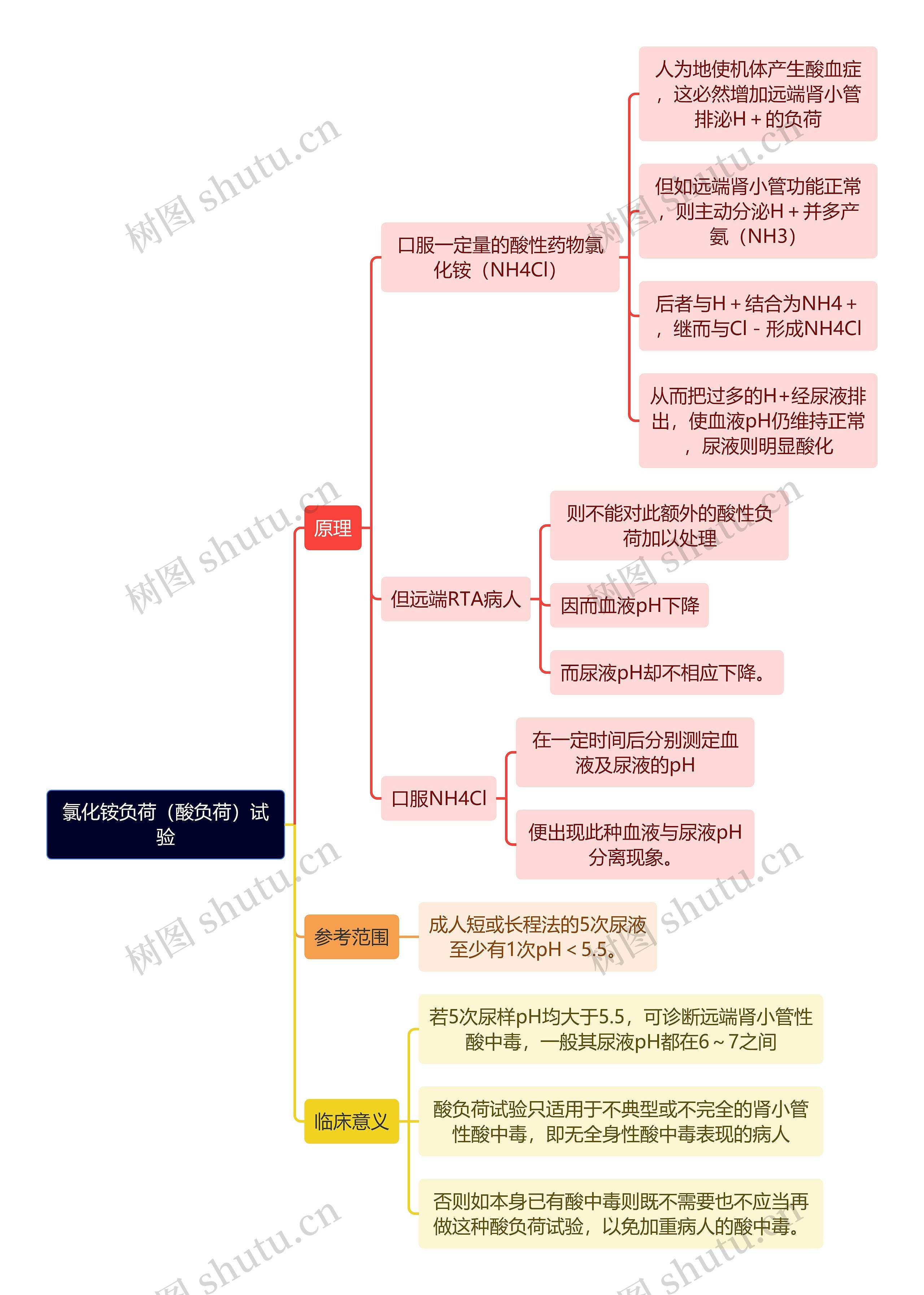 医学知识氯化铵负荷（酸负荷）试验思维导图