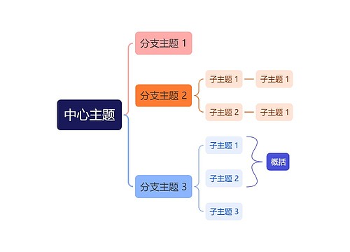 清爽彩红色括号图主题模板