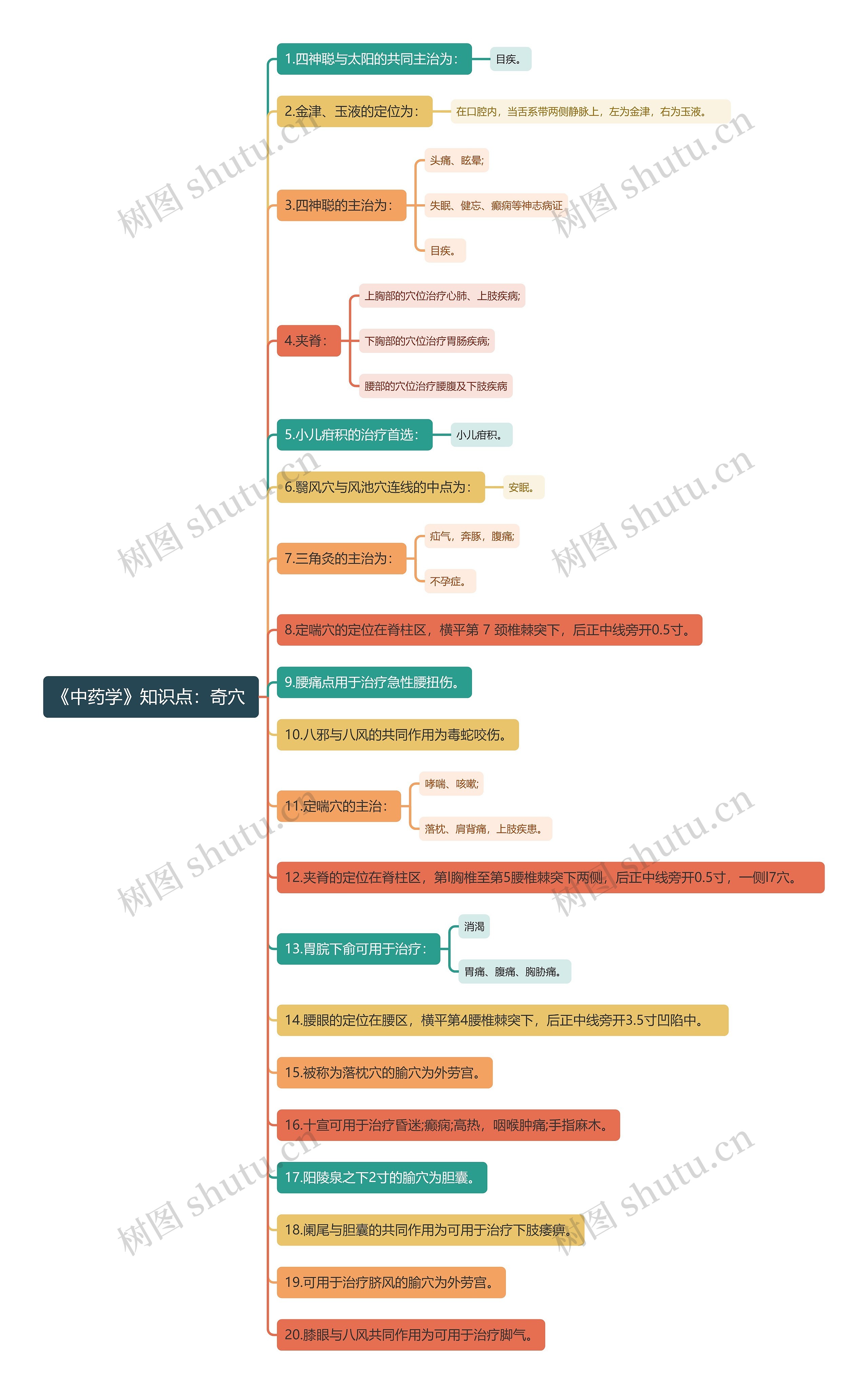 《中药学》知识点：奇穴 思维导图