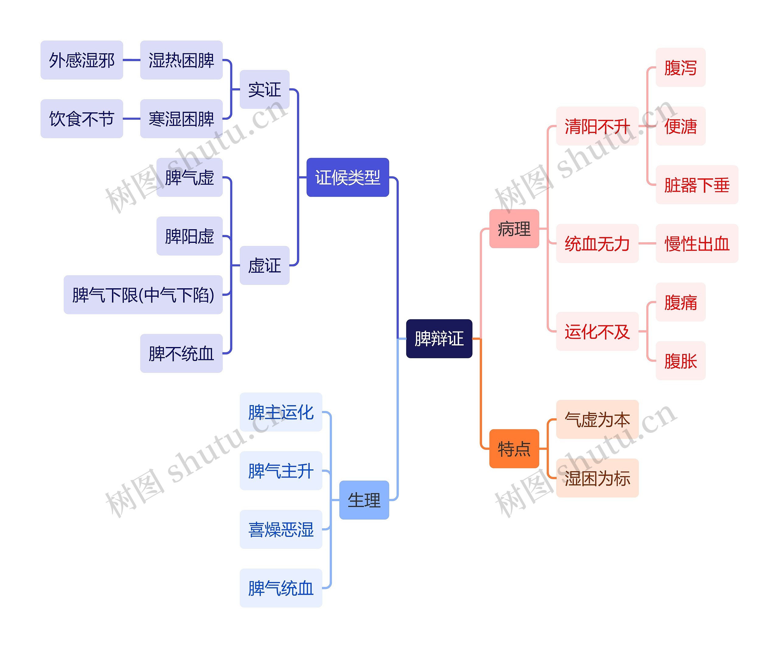 中医知识脾辩证思维导图