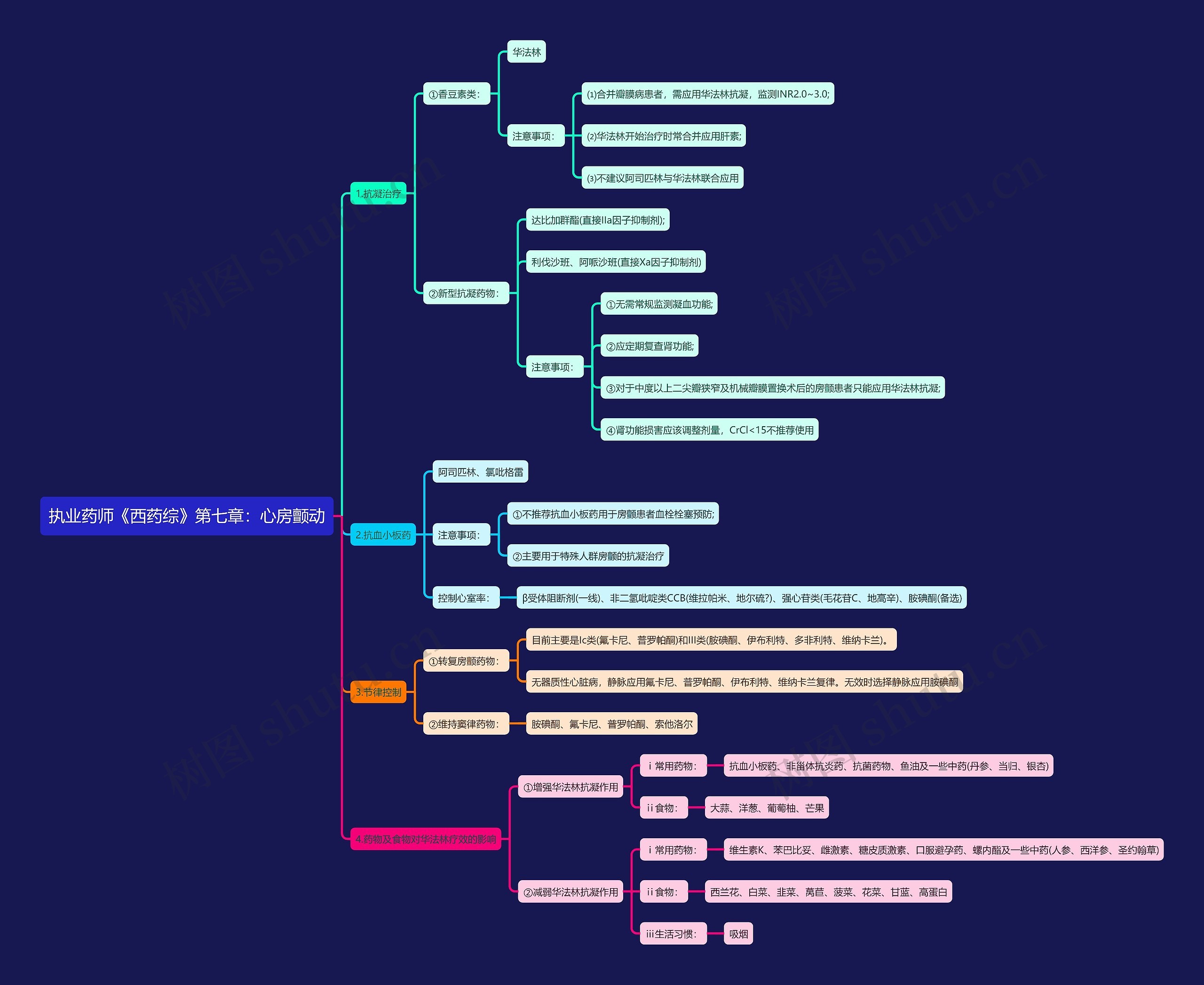 执业药师《西药综》第七章：心房颤动思维导图