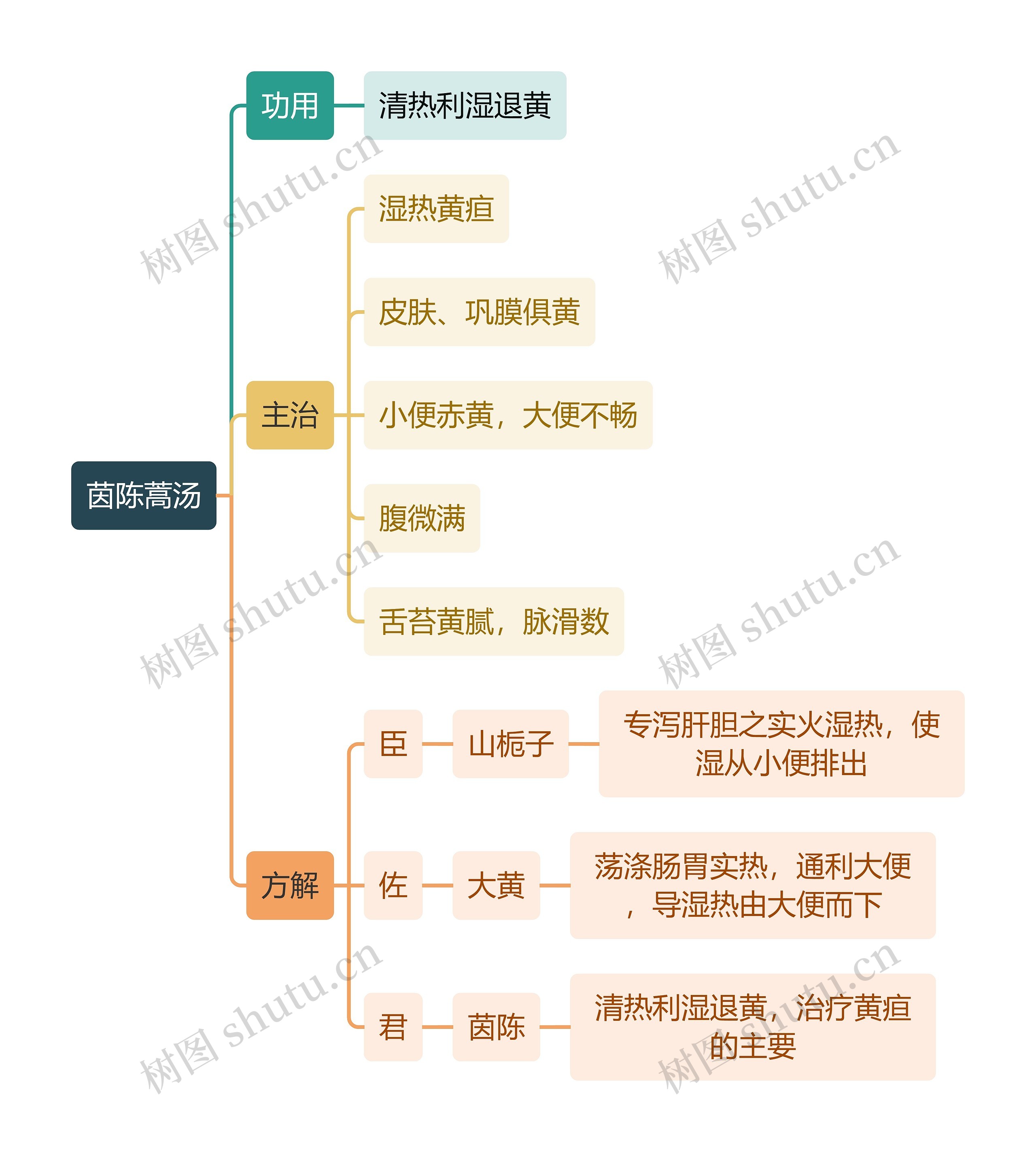 中医知识茵陈蒿汤思维导图