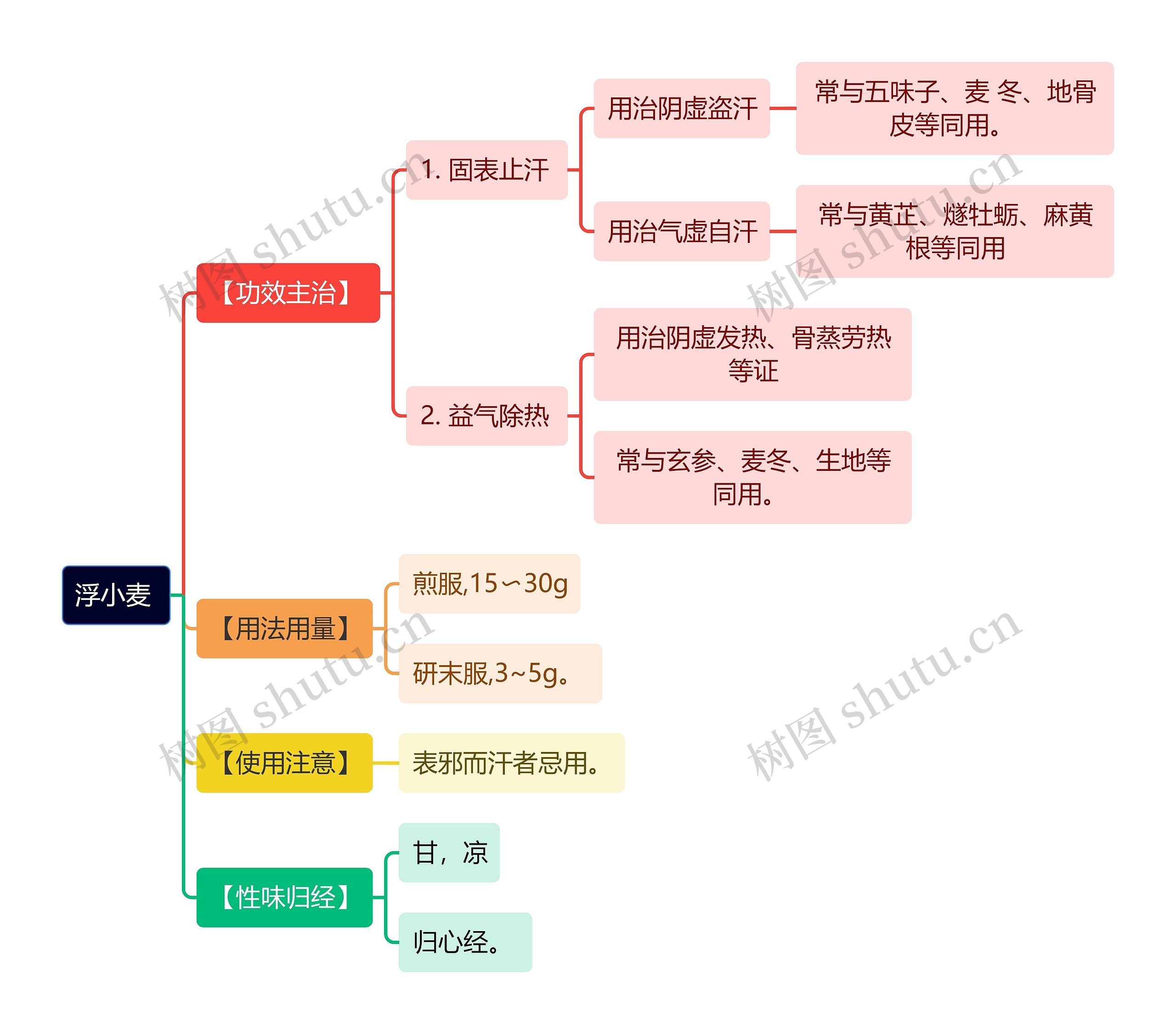 中医知识浮小麦思维导图