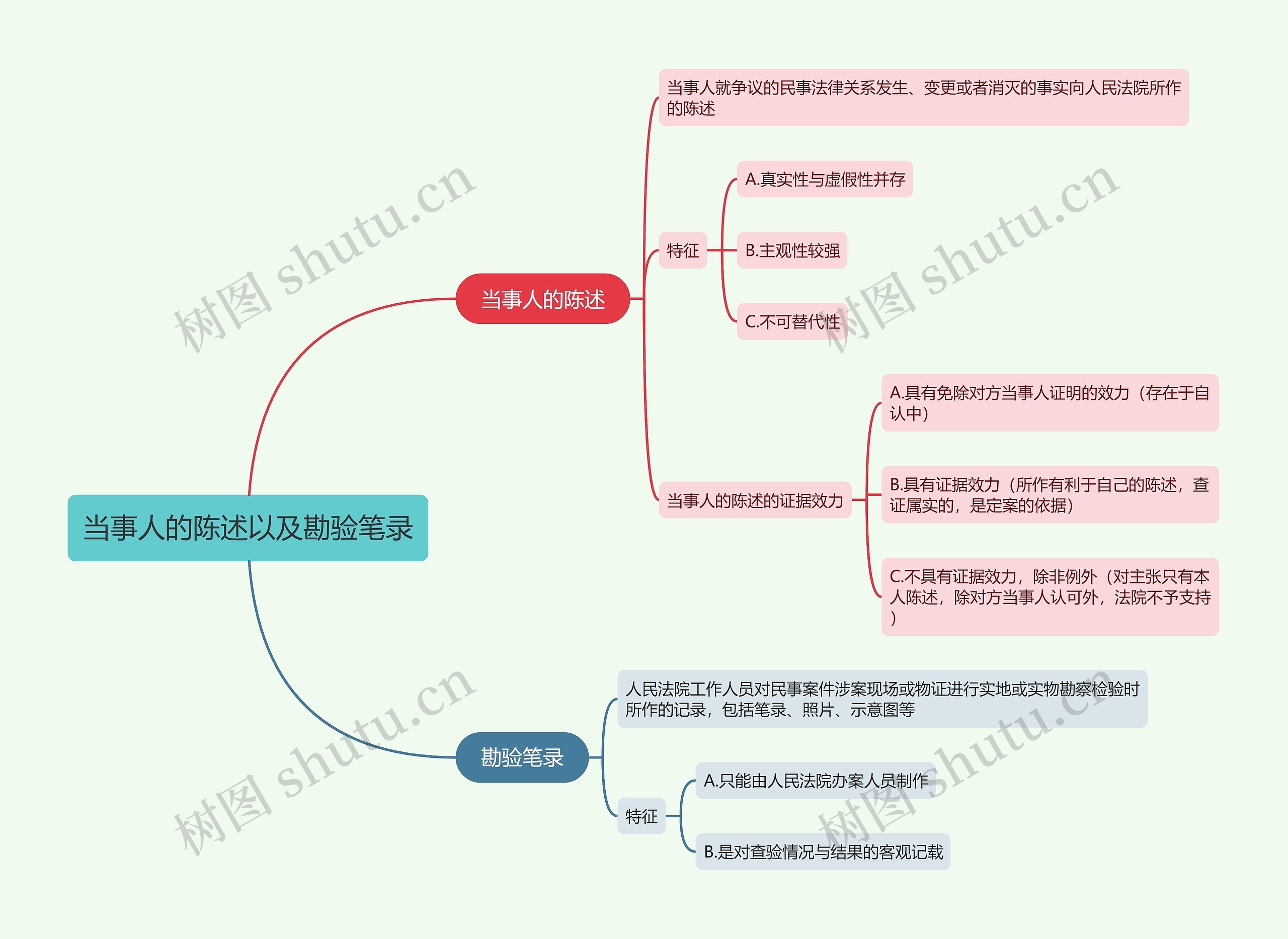 当事人的陈述以及勘验笔录的思维导图