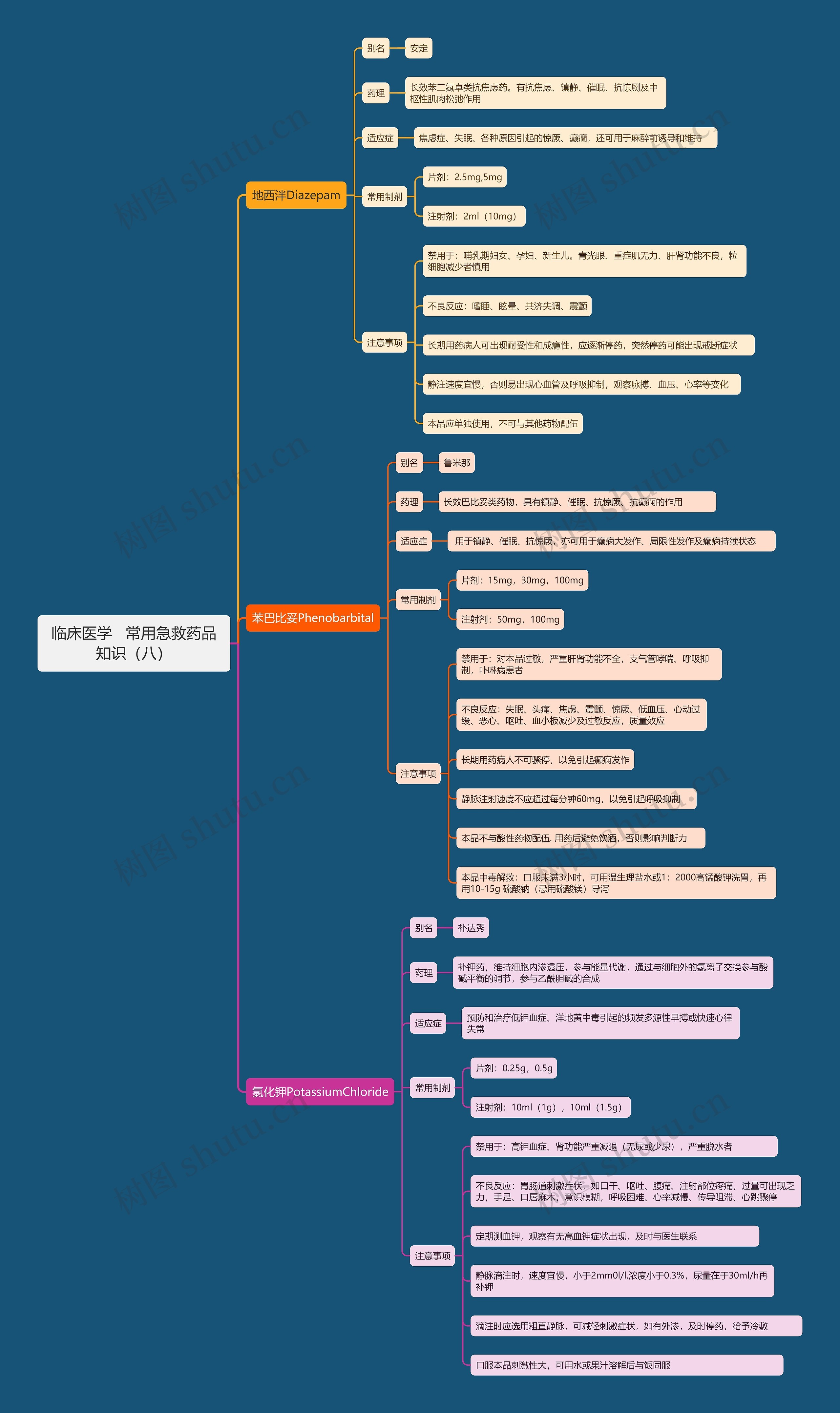 临床医学   常用急救药品知识（八）思维导图