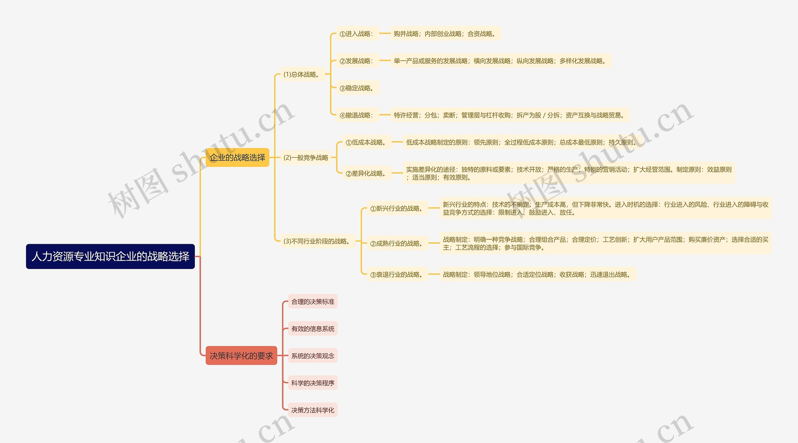 人力资源专业知识企业的战略选择思维导图高清图 人力资源专业知识企业的战略选择思维导图