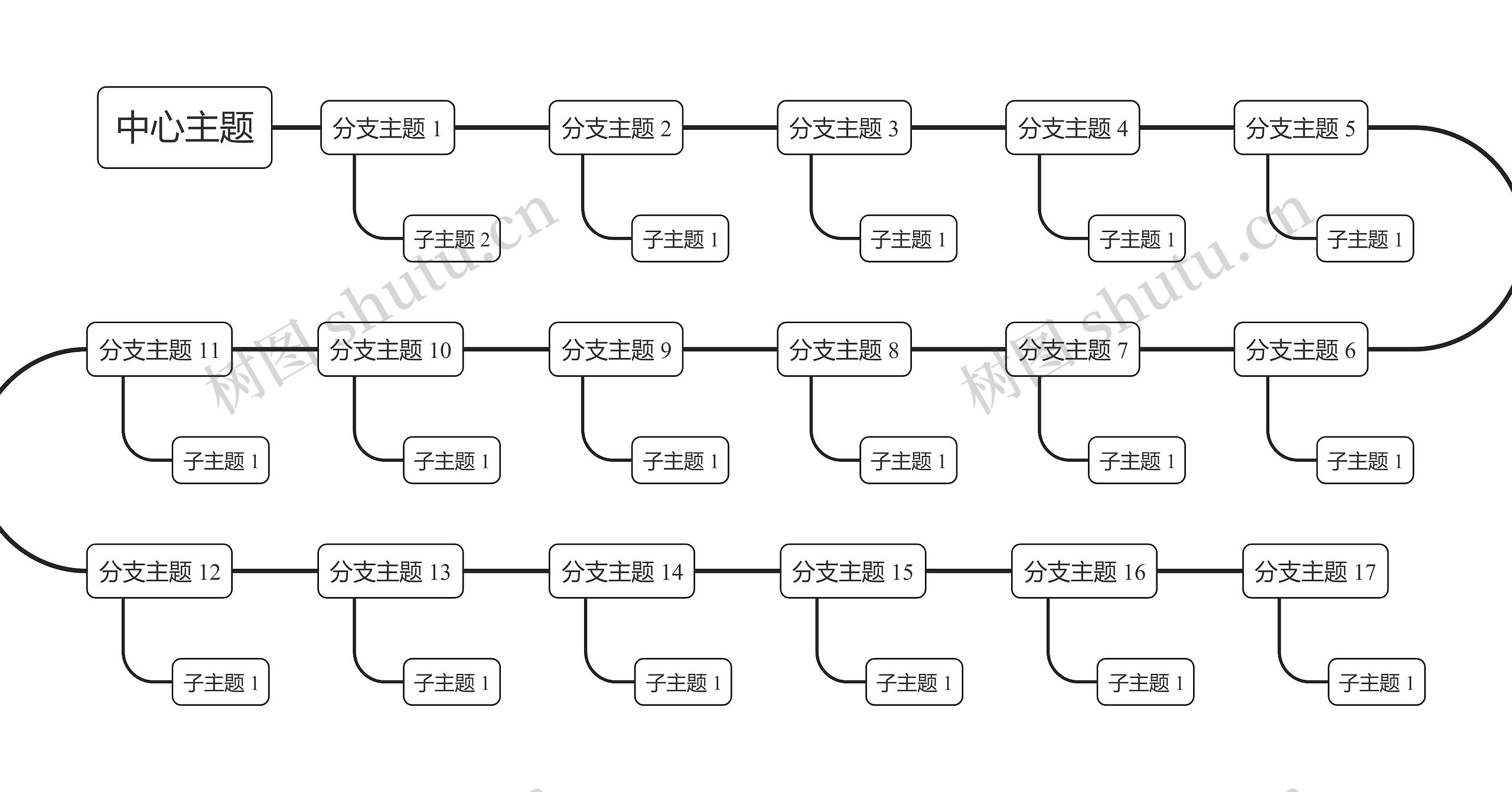 简约黑白线条S型时间轴主题模板