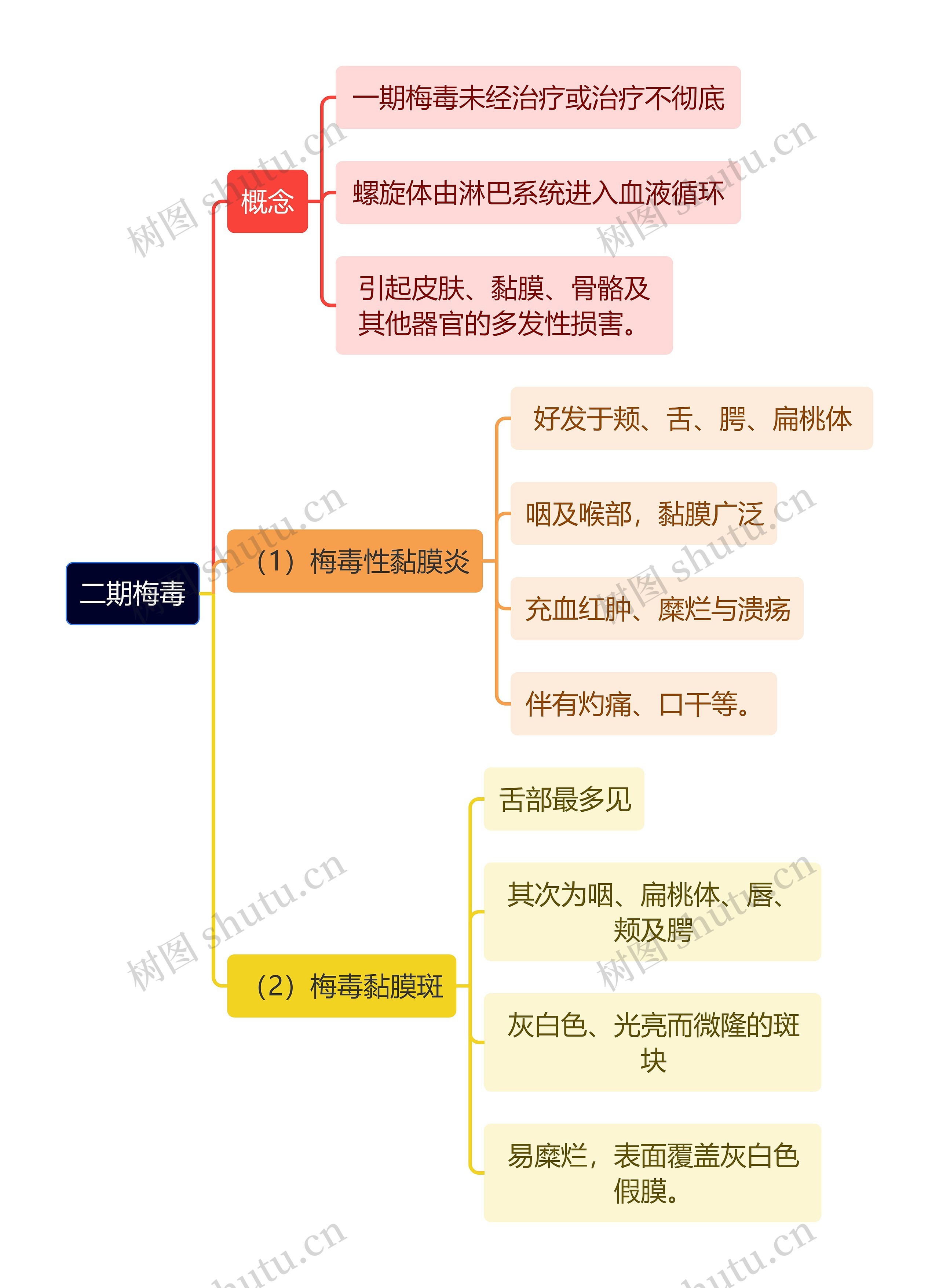 医学知识二期梅毒思维导图