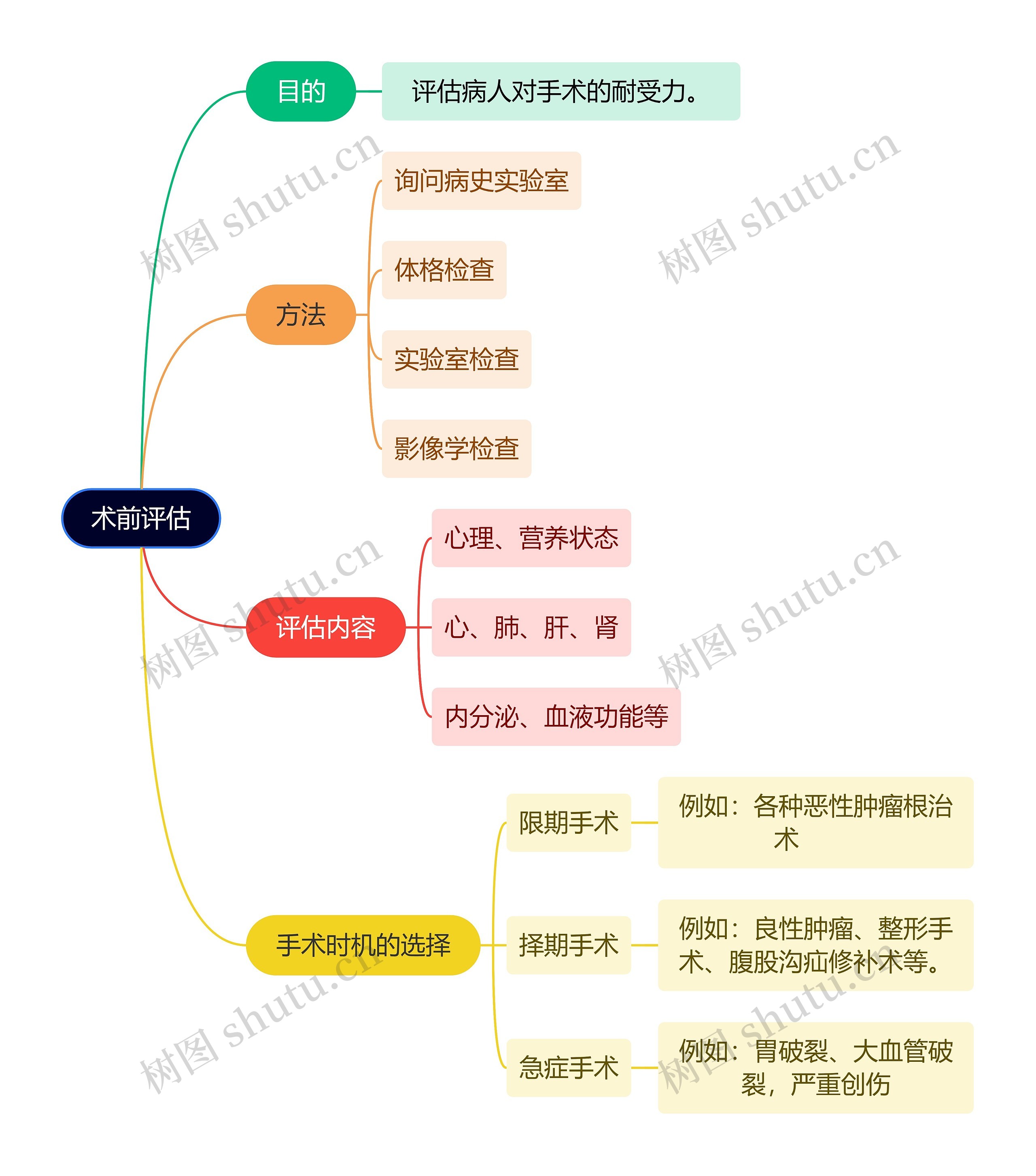 医学知识术前评估思维导图