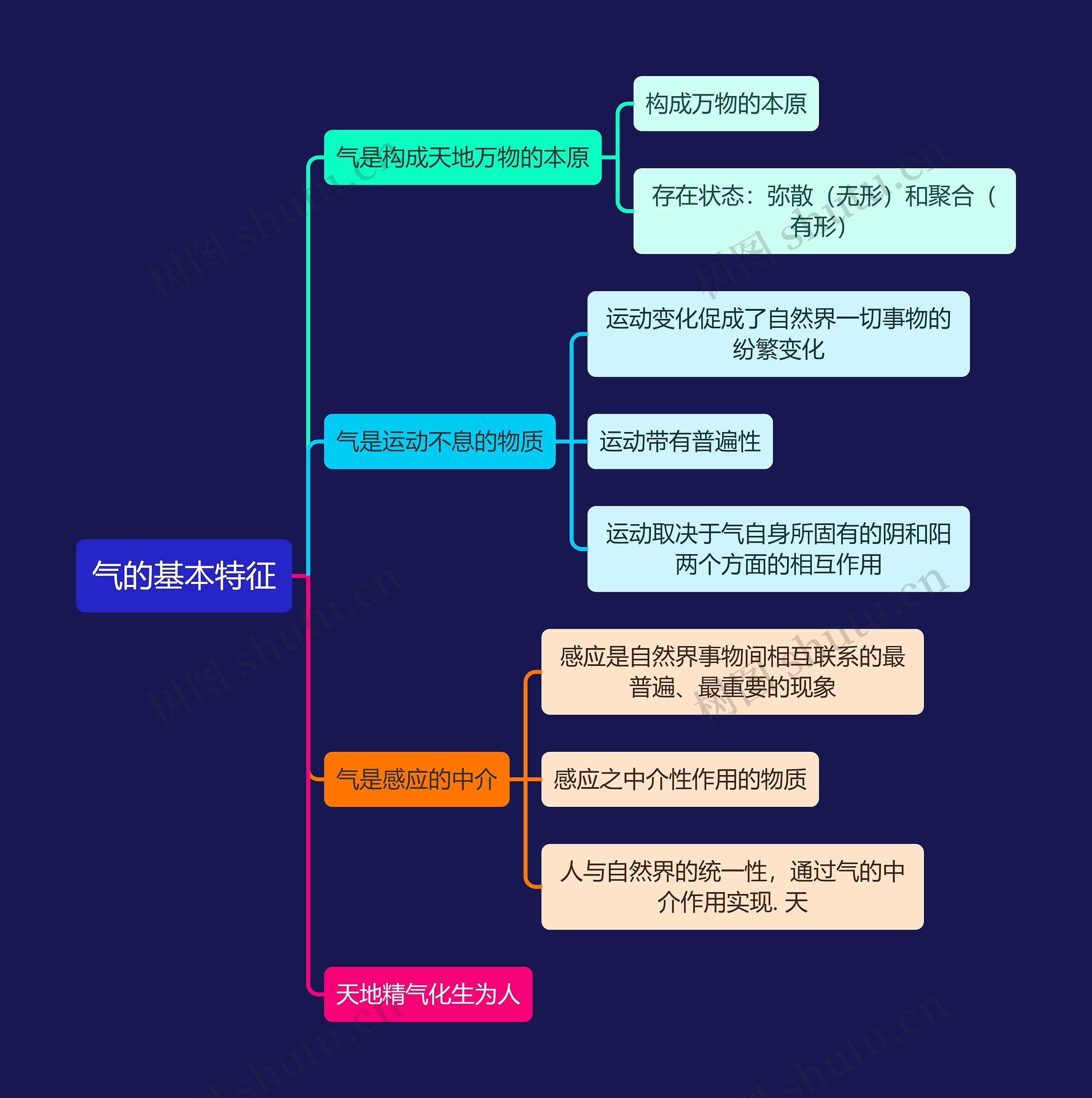 中医知识气的基本特征思维导图