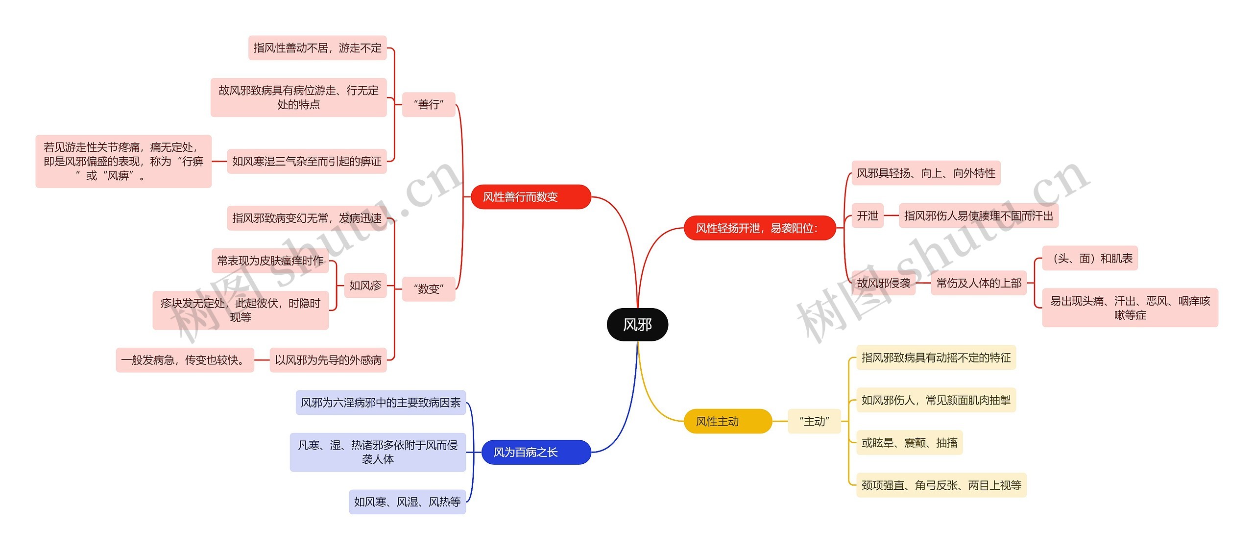 中医知识风邪思维导图