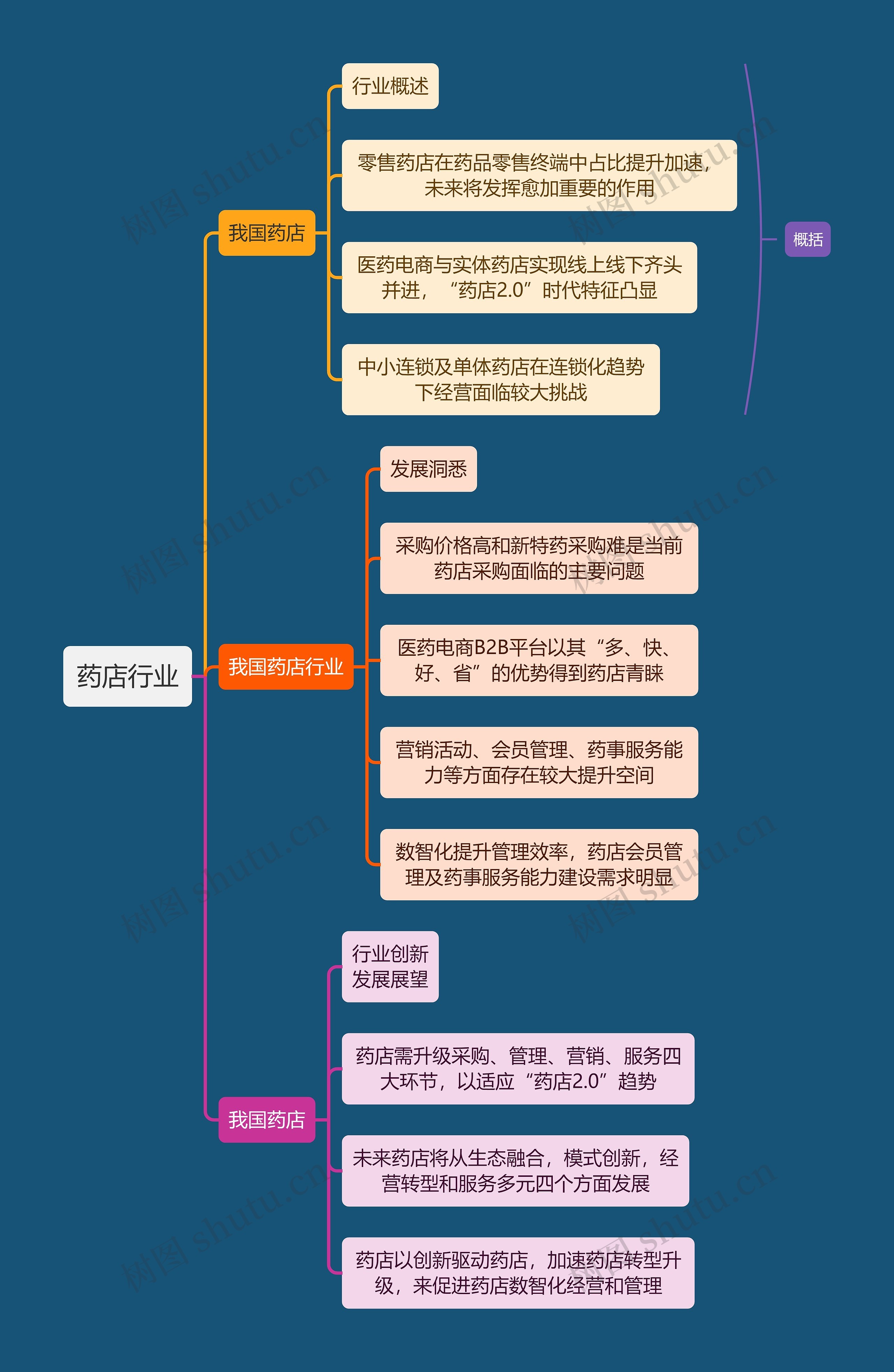 职业技能药店行业思维导图