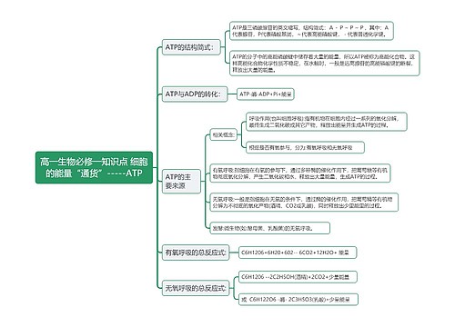 高一生物必修一知识点 细胞的能量“通货”-----ATP