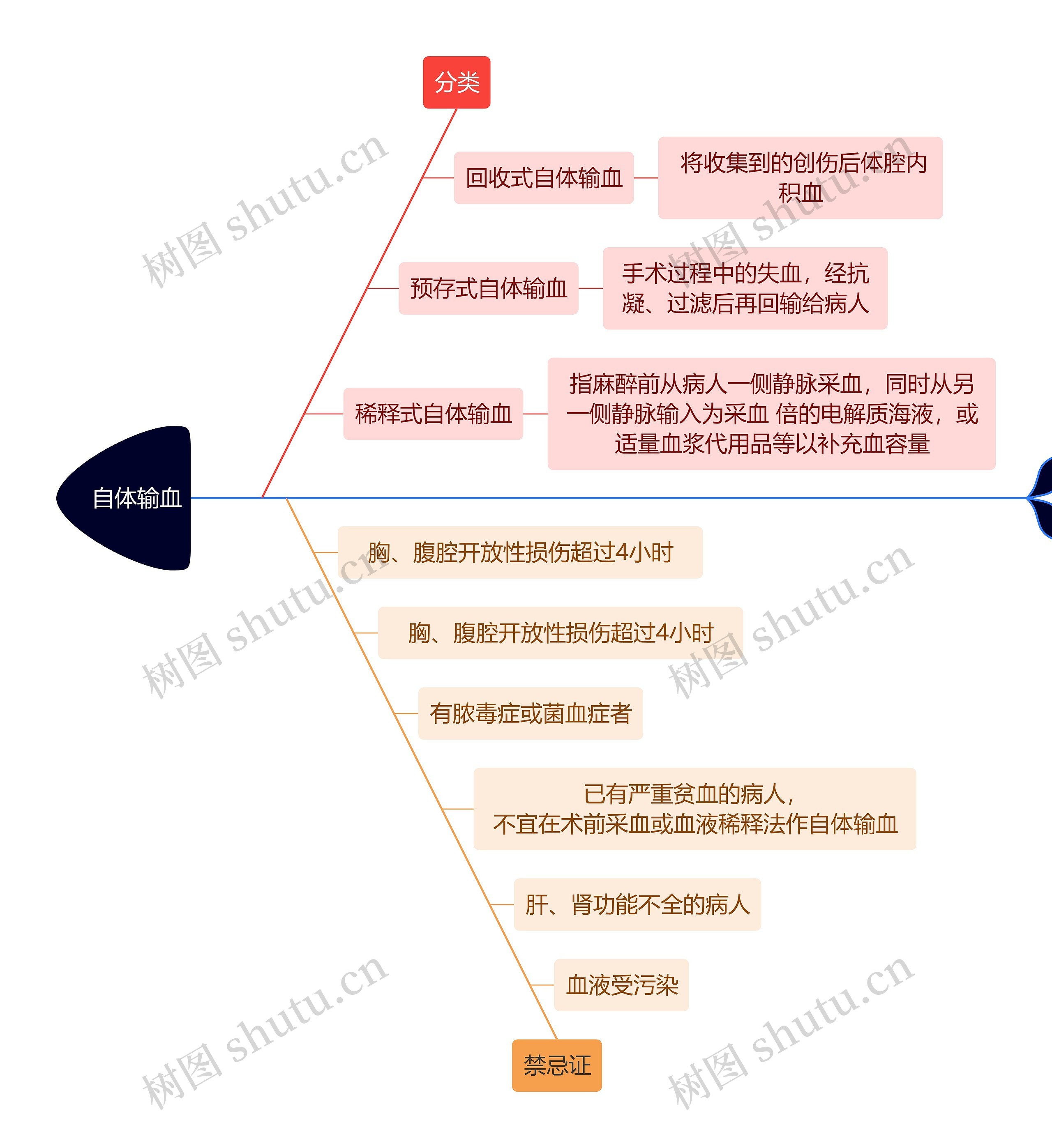 医学知识自体输血思维导图