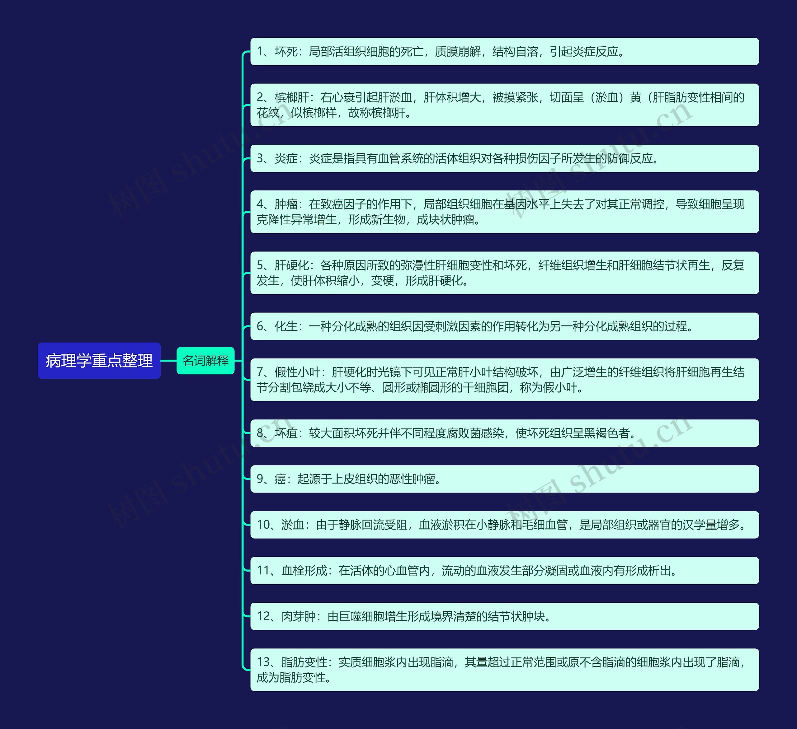 《病理学重点整理》思维导图