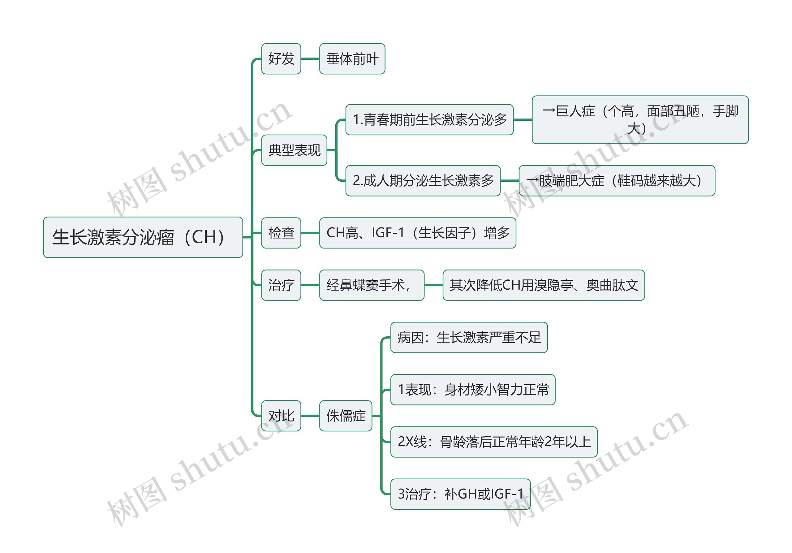 内科知识生长激素分泌瘤（CH）思维导图