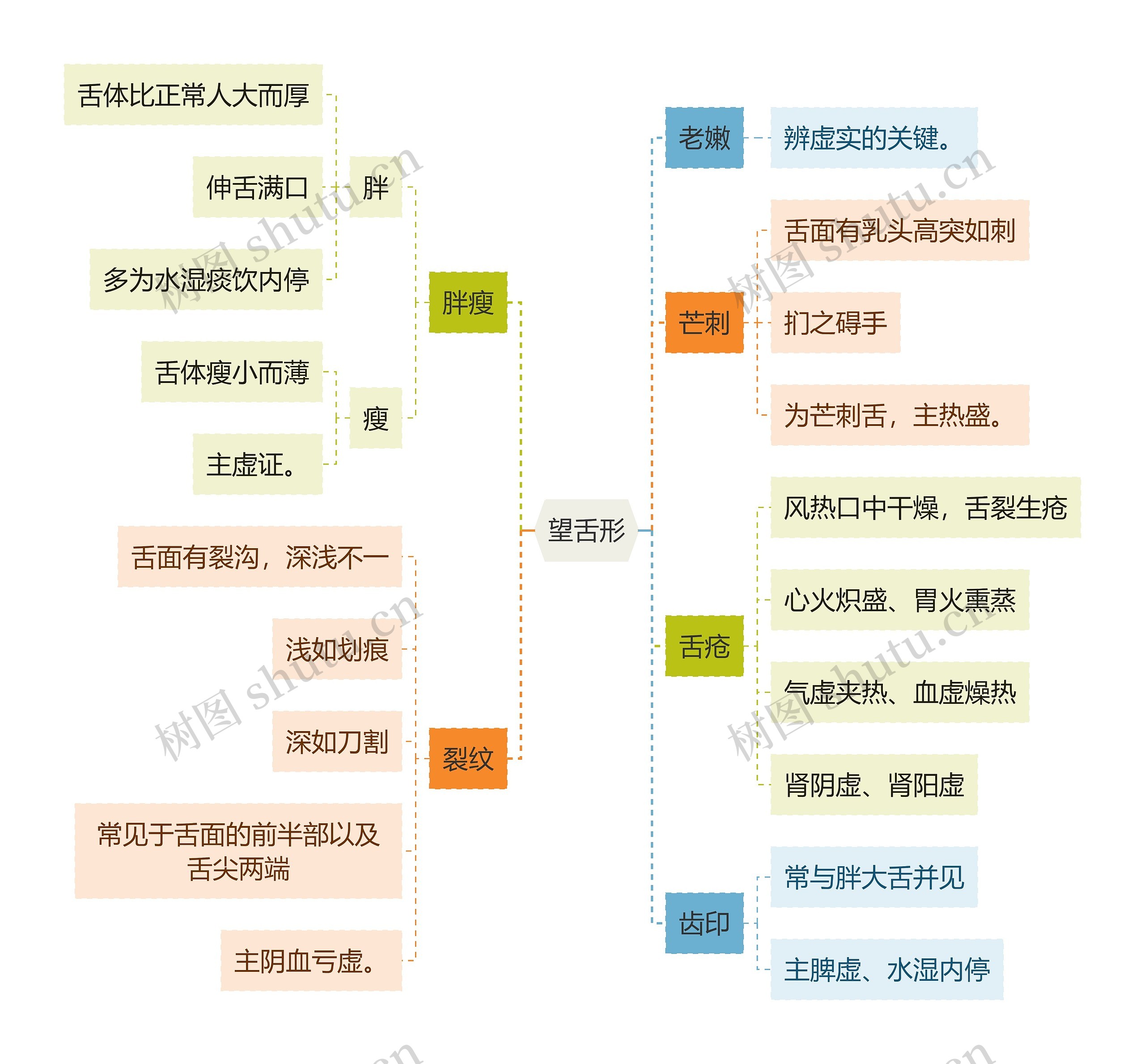 中医知识望舌形思维导图高清图 中医知识望舌形思维导图