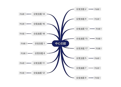 经典灰蓝色思维导图主题模板