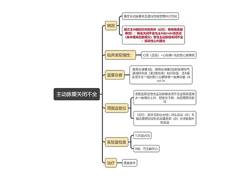 内科知识主动脉瓣关闭不全思维导图