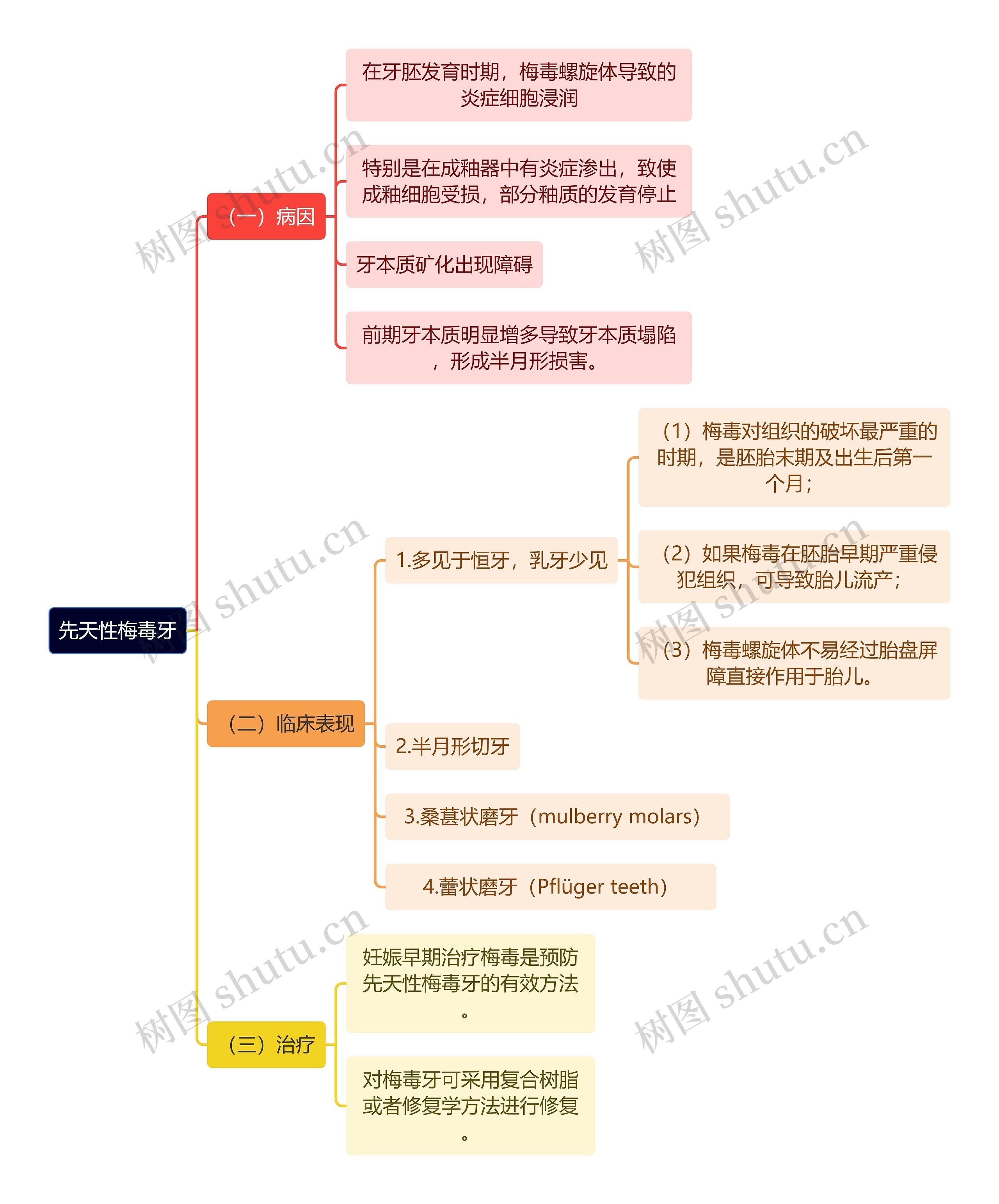 医学知识先天性梅毒牙思维导图