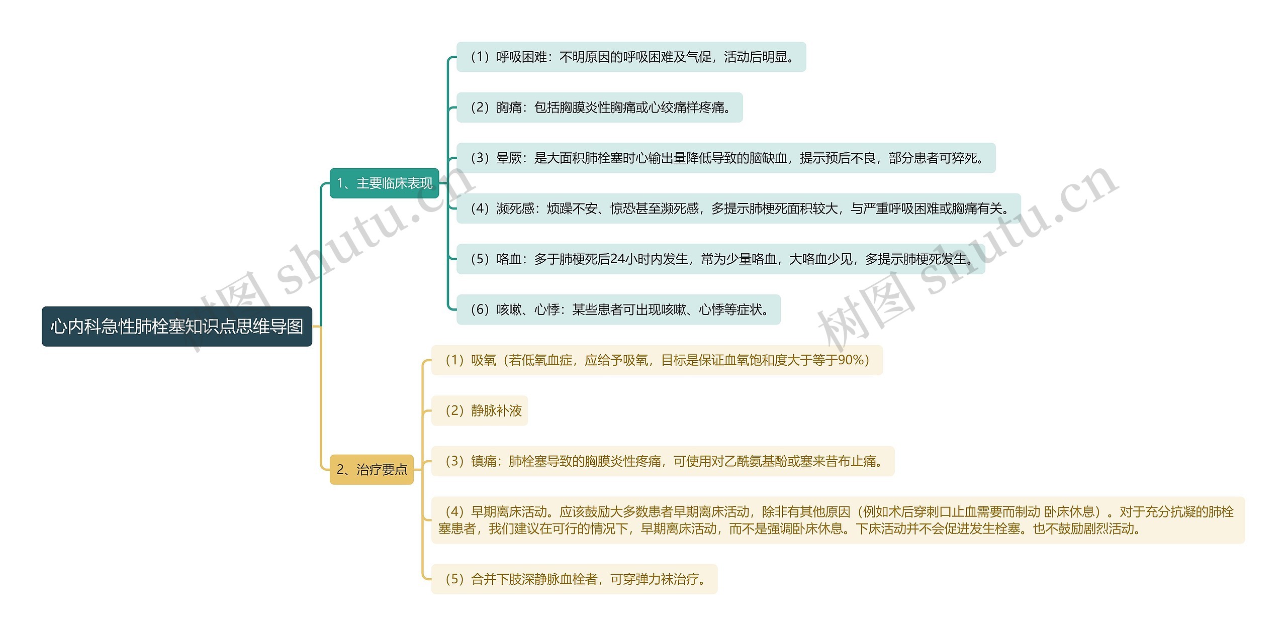 心内科急性肺栓塞知识点思维导图